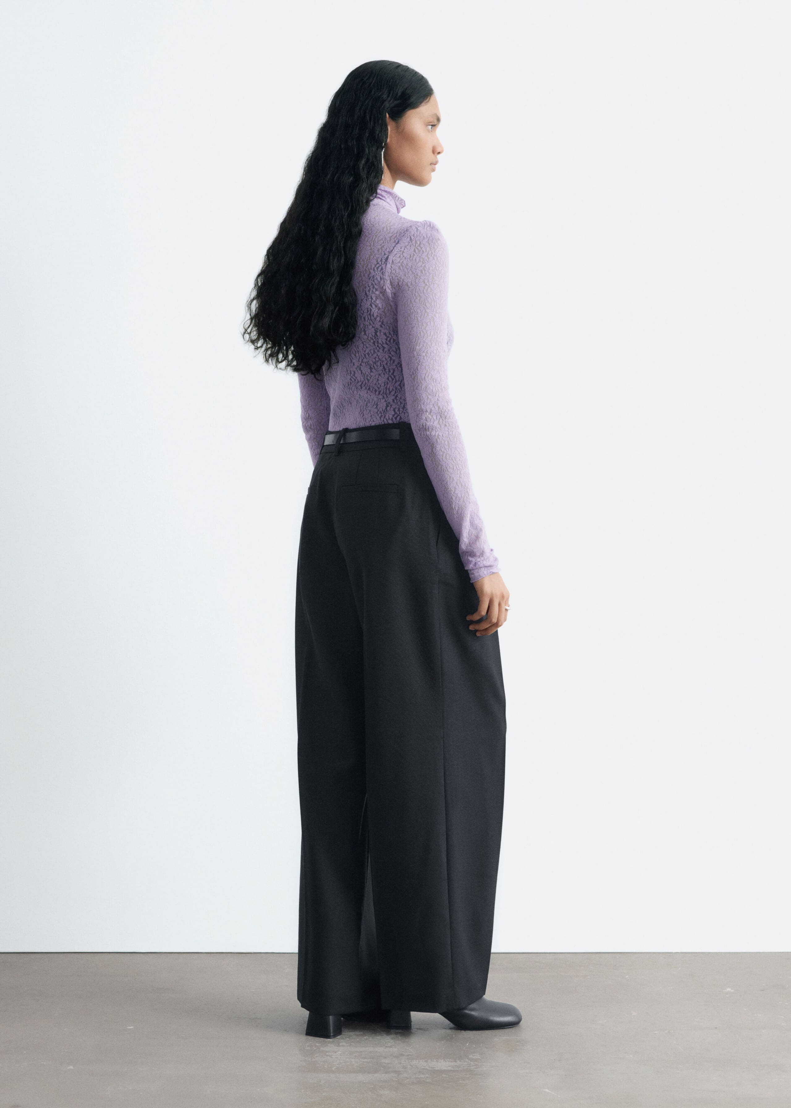 Lace Turtleneck Top - Lilac - Lookbook