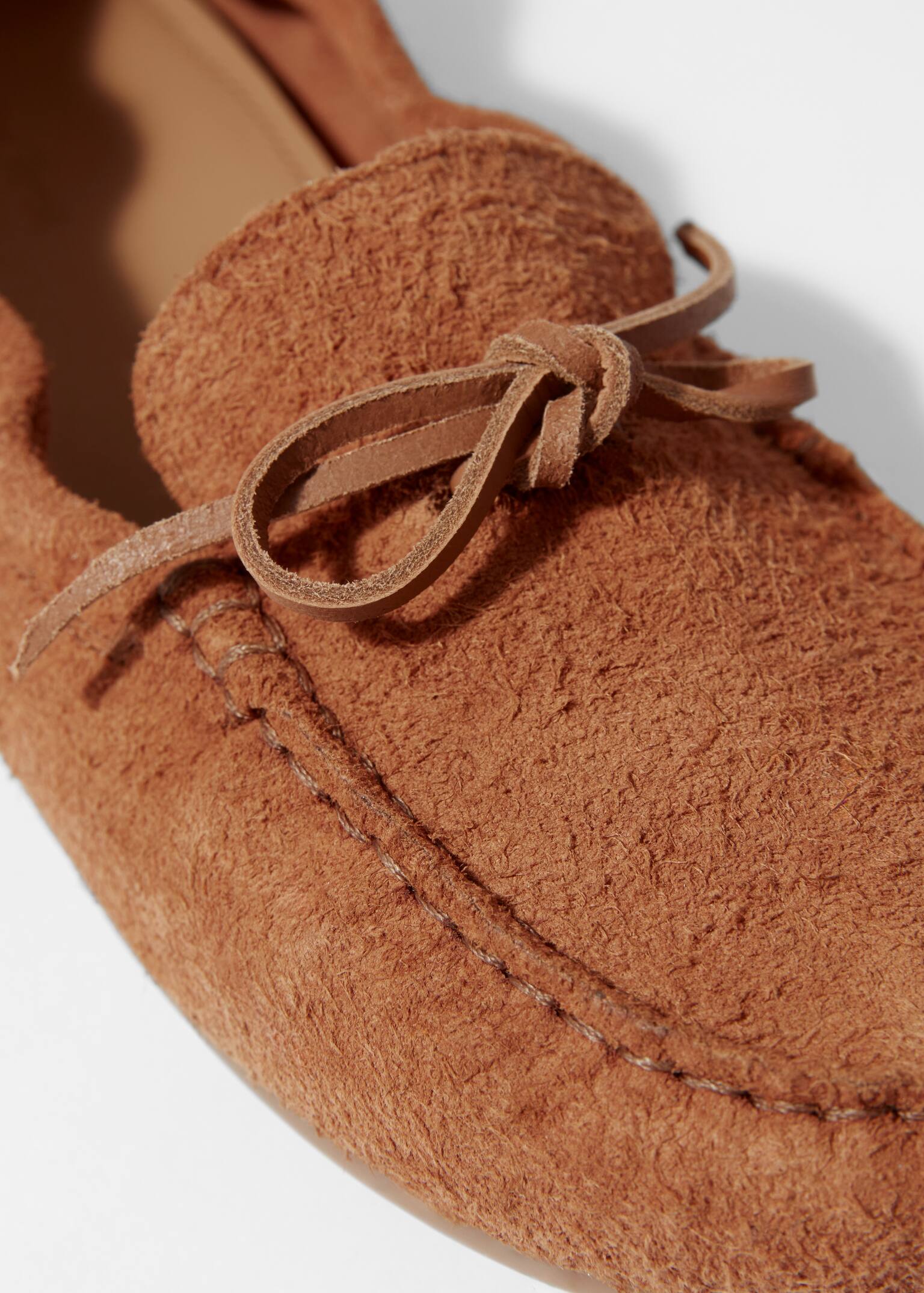 Loafers din piele întoarsă moale - Maro - 3