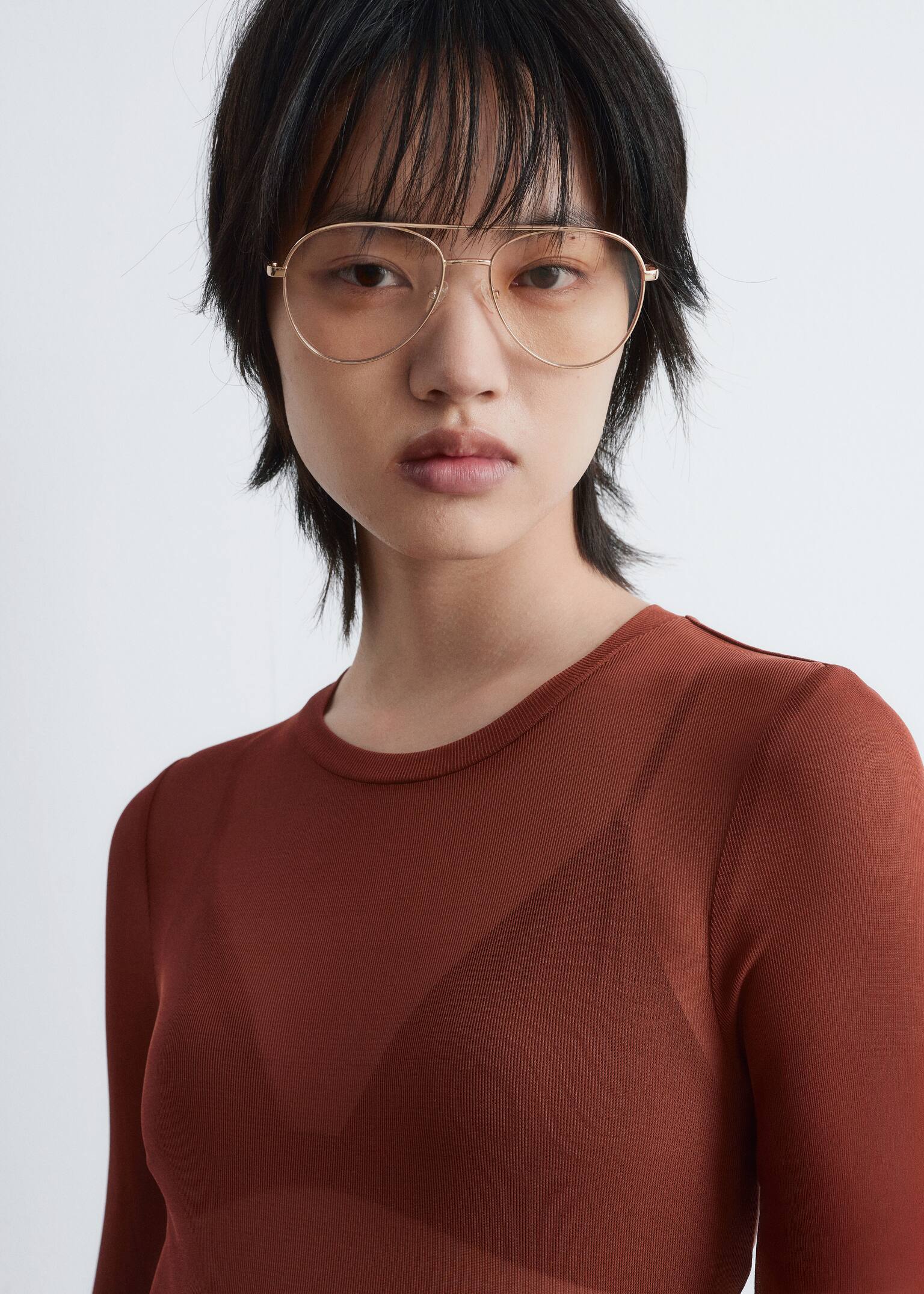 Sheer Silk Top - Rust Brown - 4