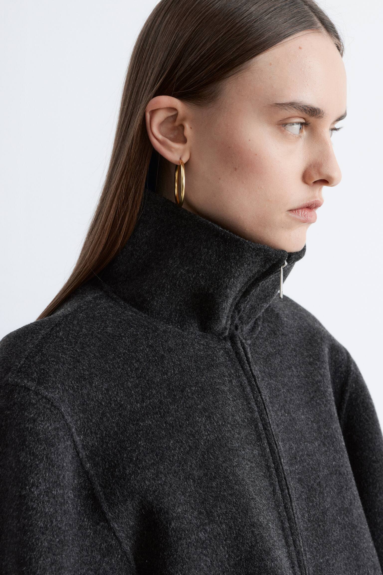 Vlnená bunda na zips - Dark Grey/Dark Beige - 9