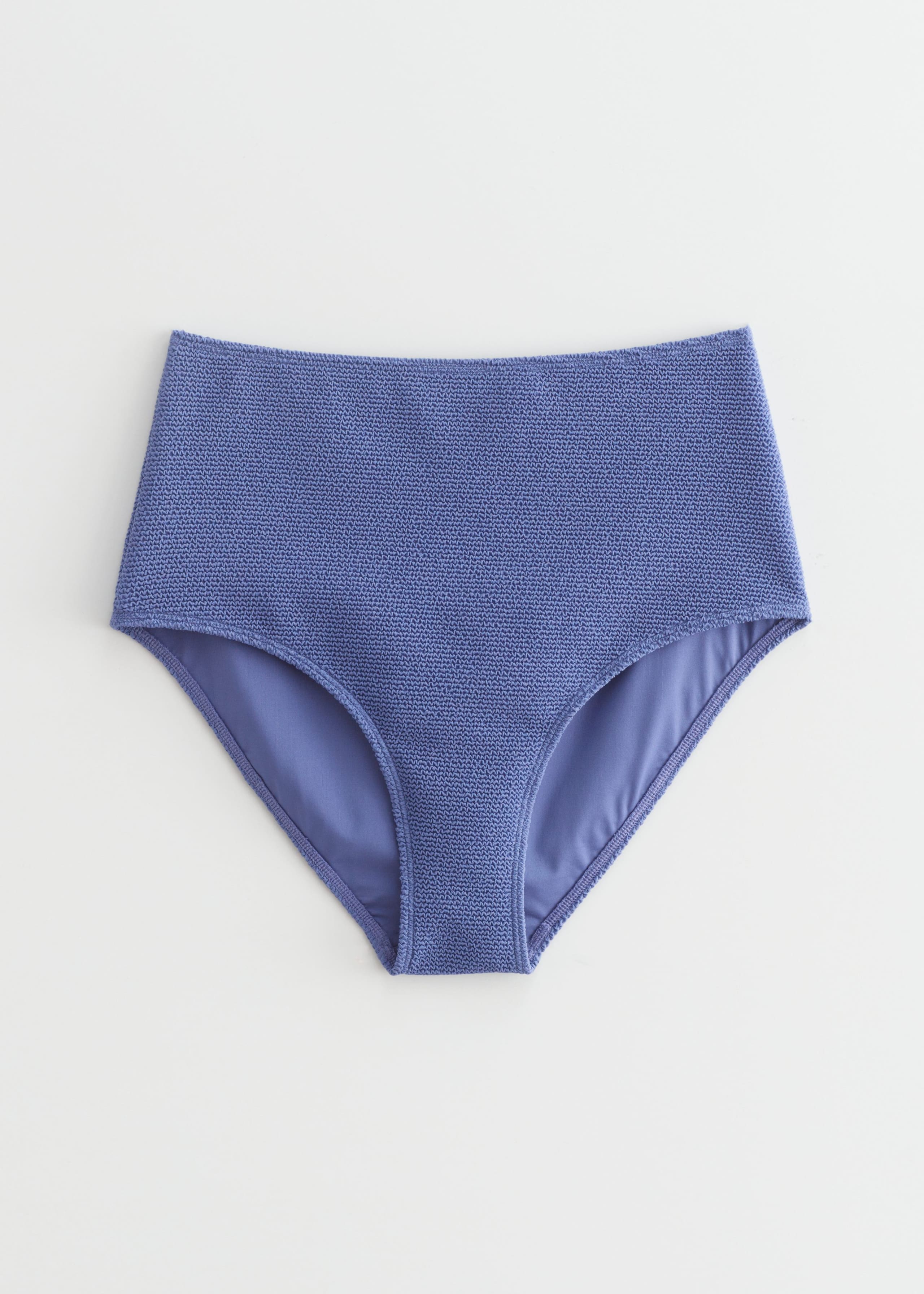 Textured High Waist Bikini Briefs - Blue - Still Life