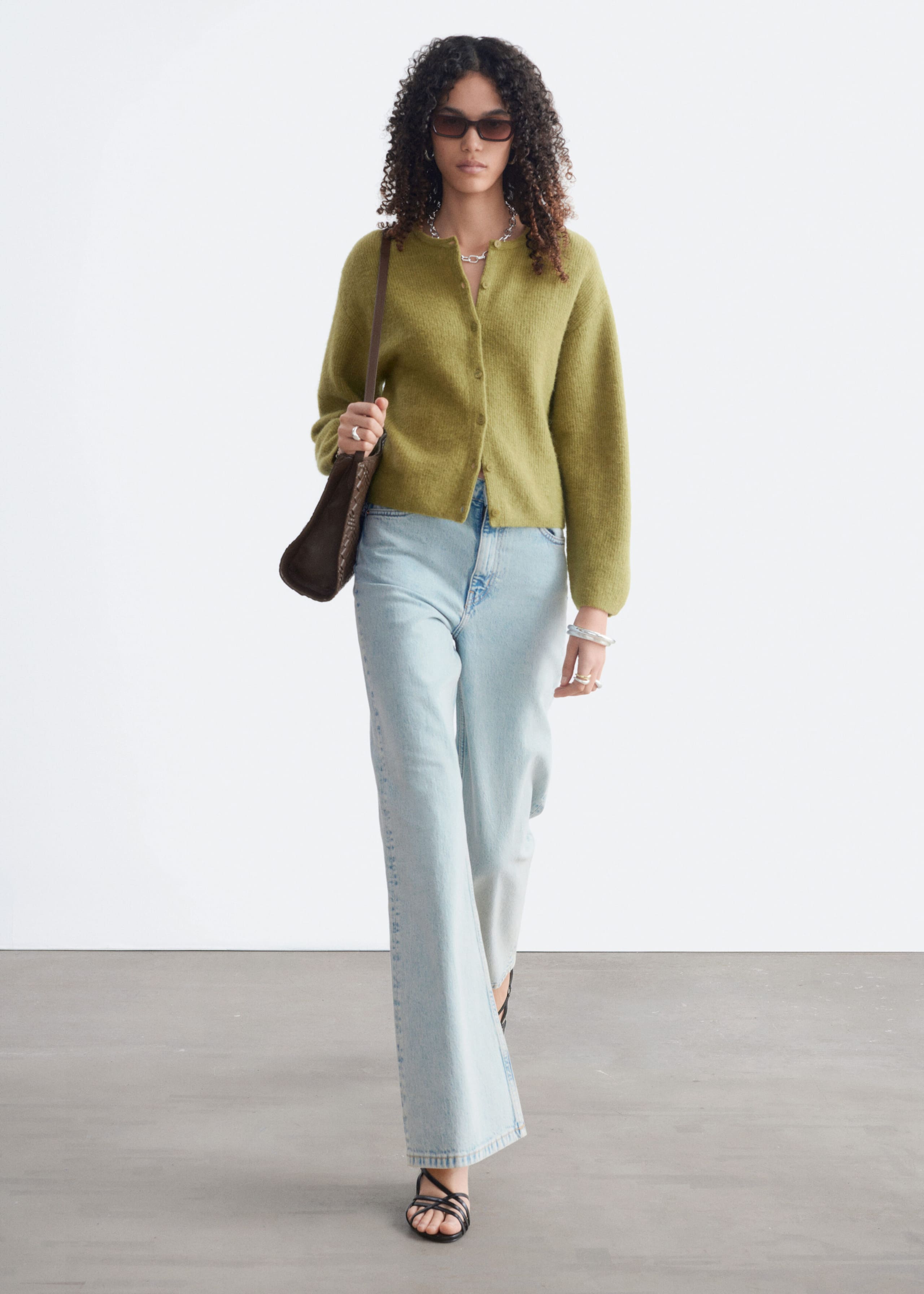 Alpaca-Blend Knitted Cardigan - Green - Still Life