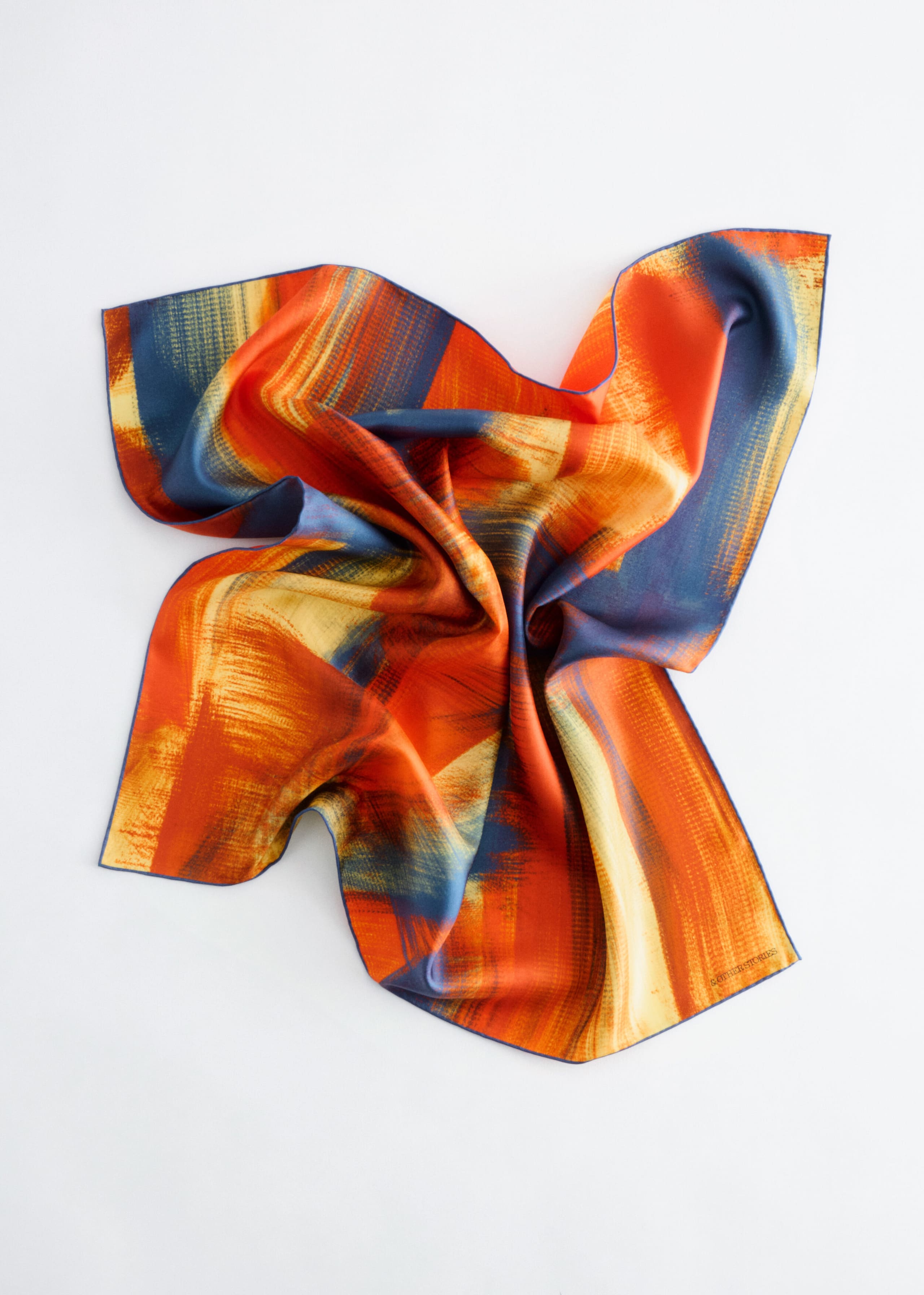 Brush Stroke Silk Scarf - Red/Blue/Yellow - Still Life