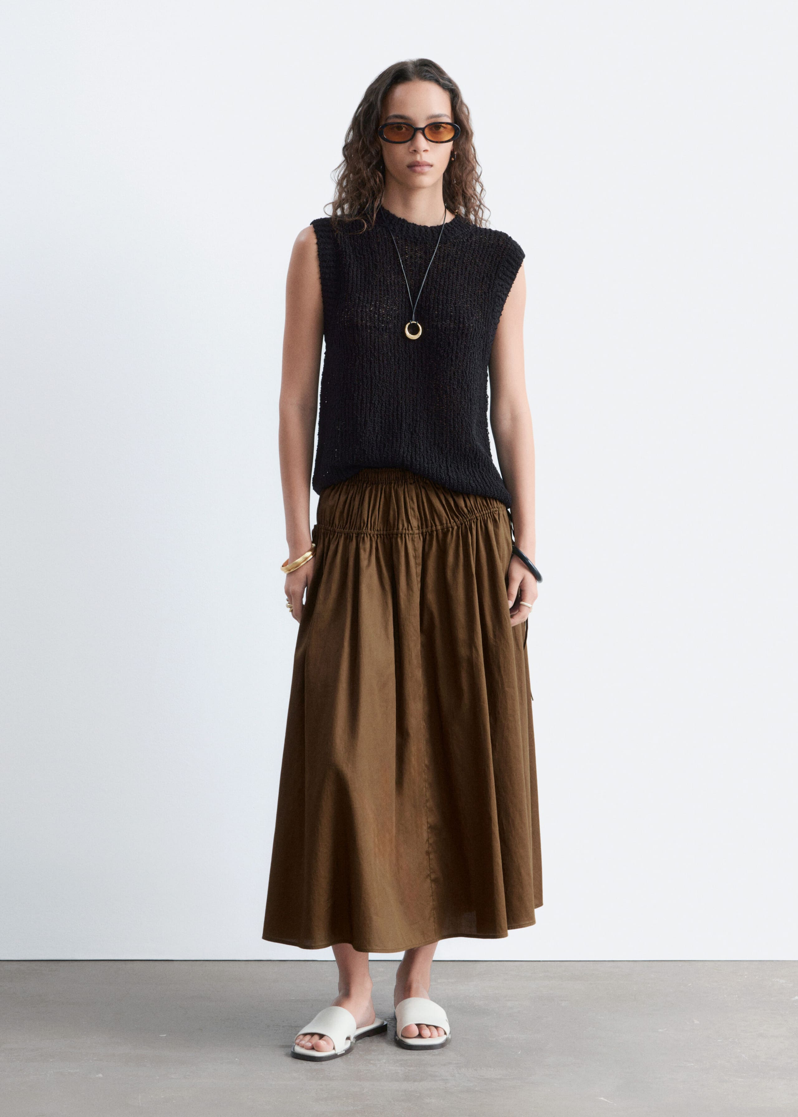 Silk-Cotton Vest Top - Black - Still Life