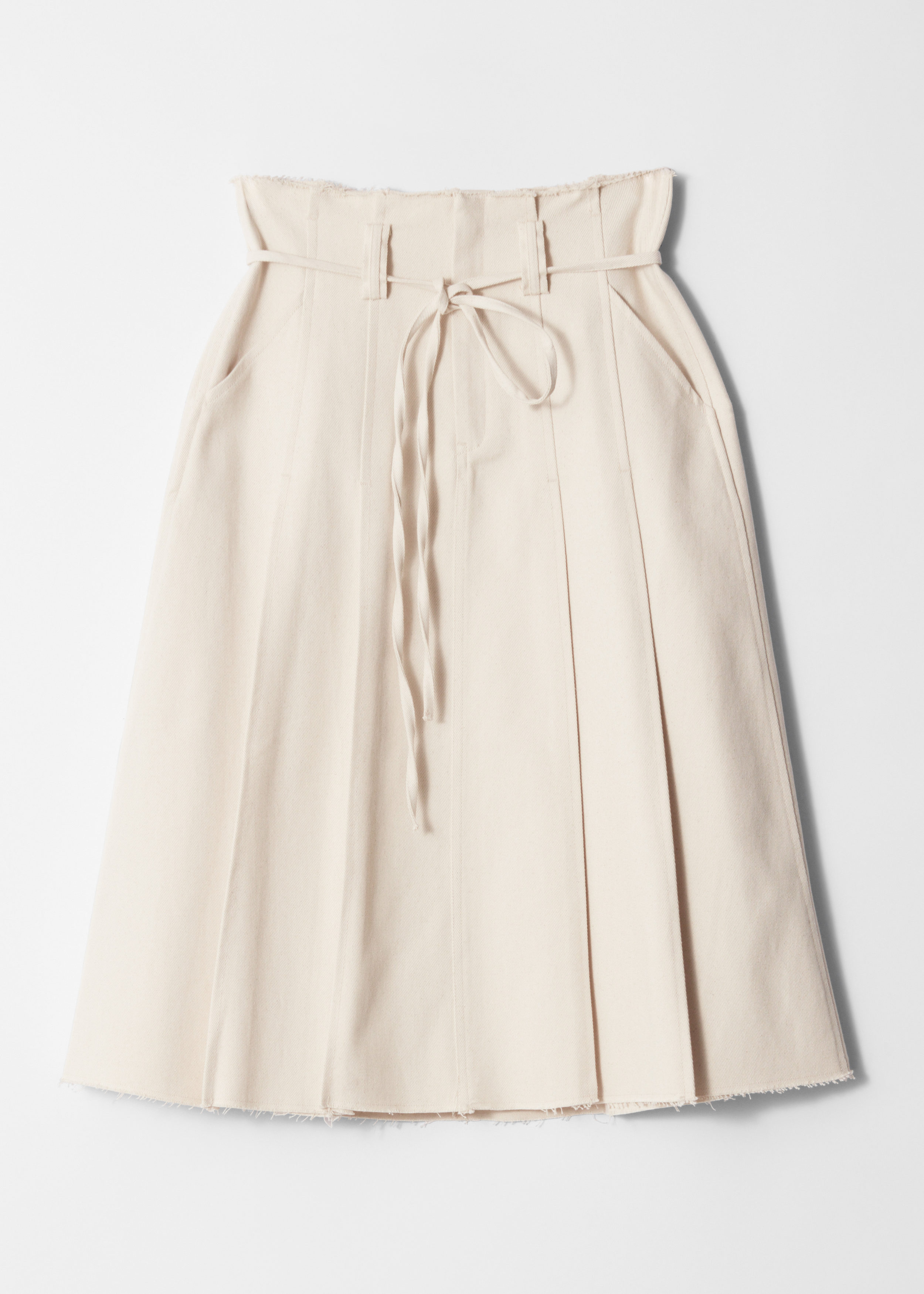 ★E.B.M★ Unbalanced Midi Pleated Skirt EMP3WSK040 Pleated Midi Skirt - Cream - Midi skirts - & Other Stories BE
