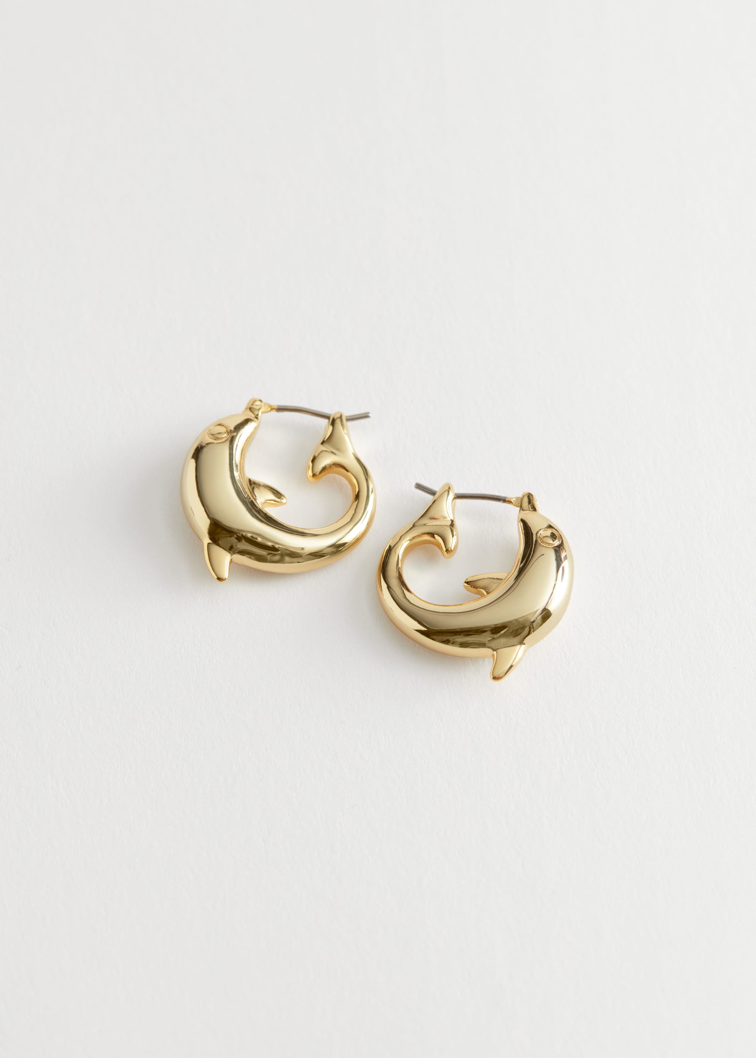 Mini Hoop Dolphin Earrings - Gold - Still Life