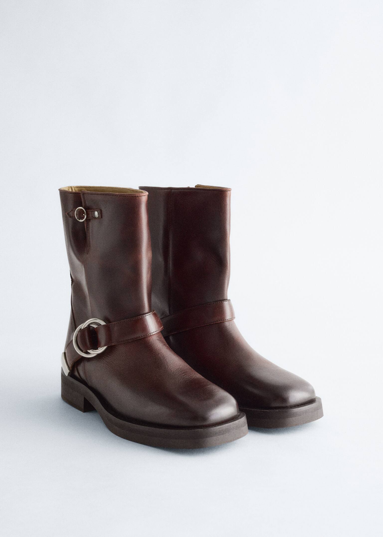 Bikerstiefel aus Leder - Braun/Schwarz - 3