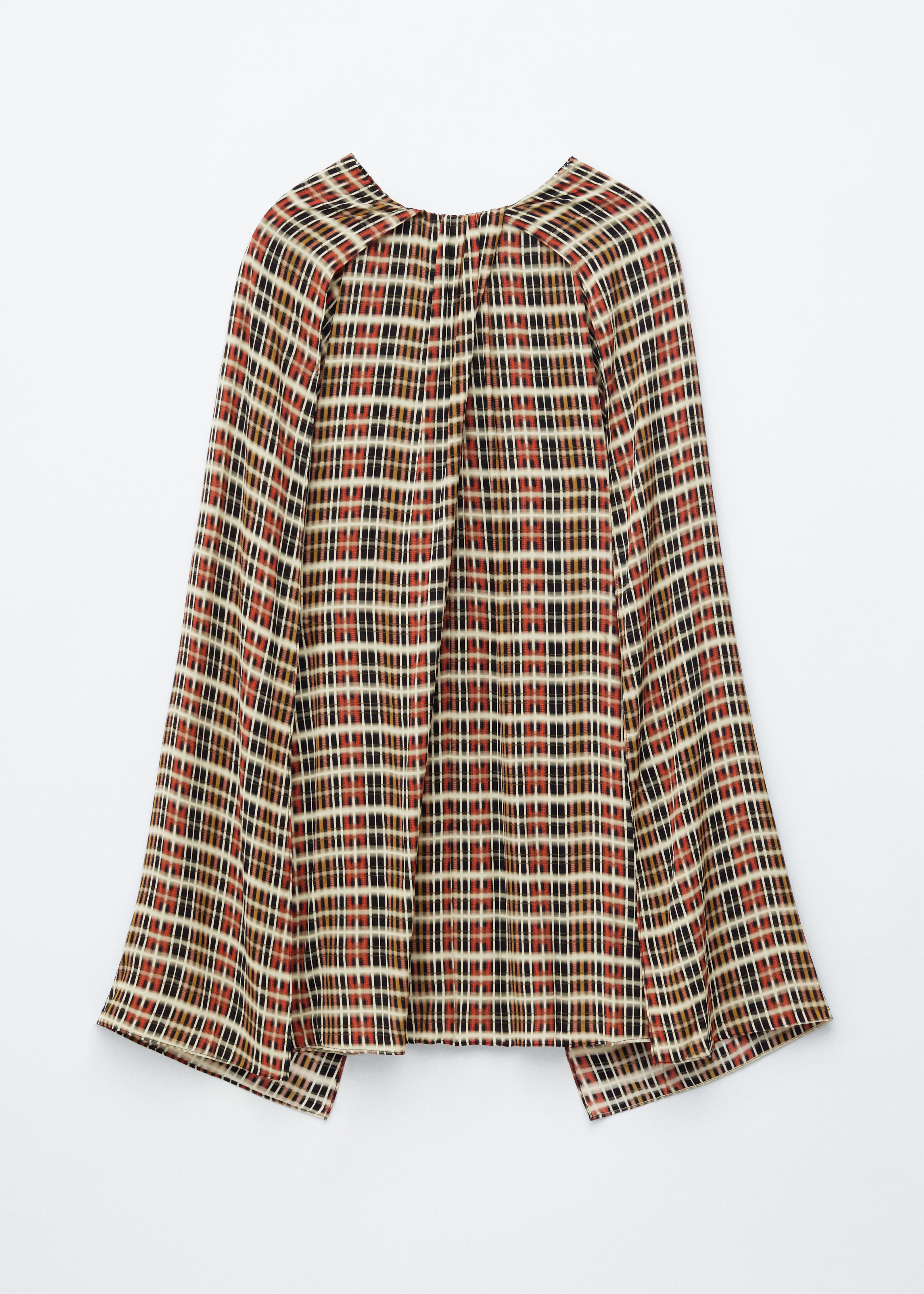 Cape Mini Dress - Orange/Checked