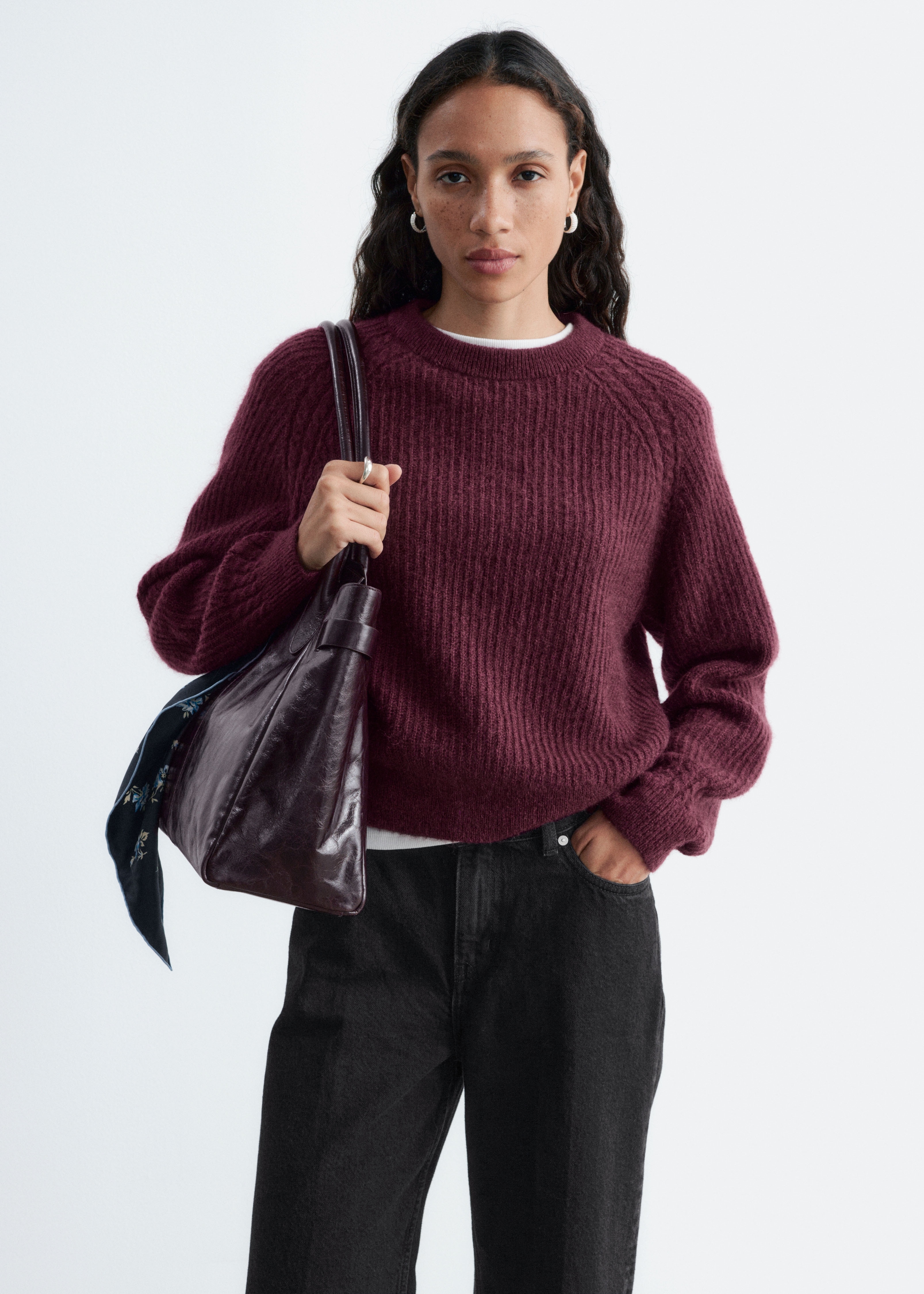 Maglione in misto mohair - Rosso scuro/Rosa polvere