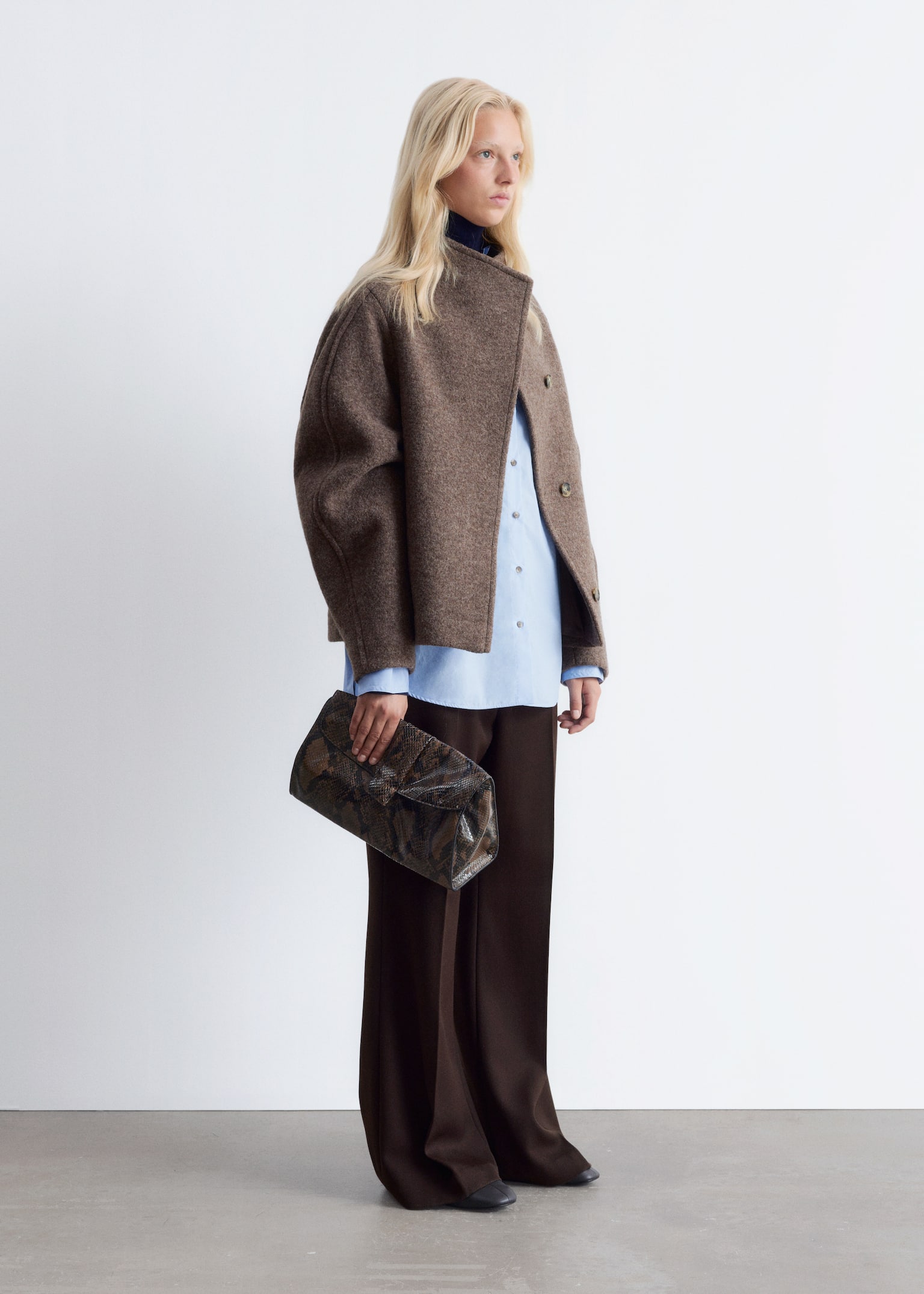 Asymmetric Wool Jacket - Mole - 9