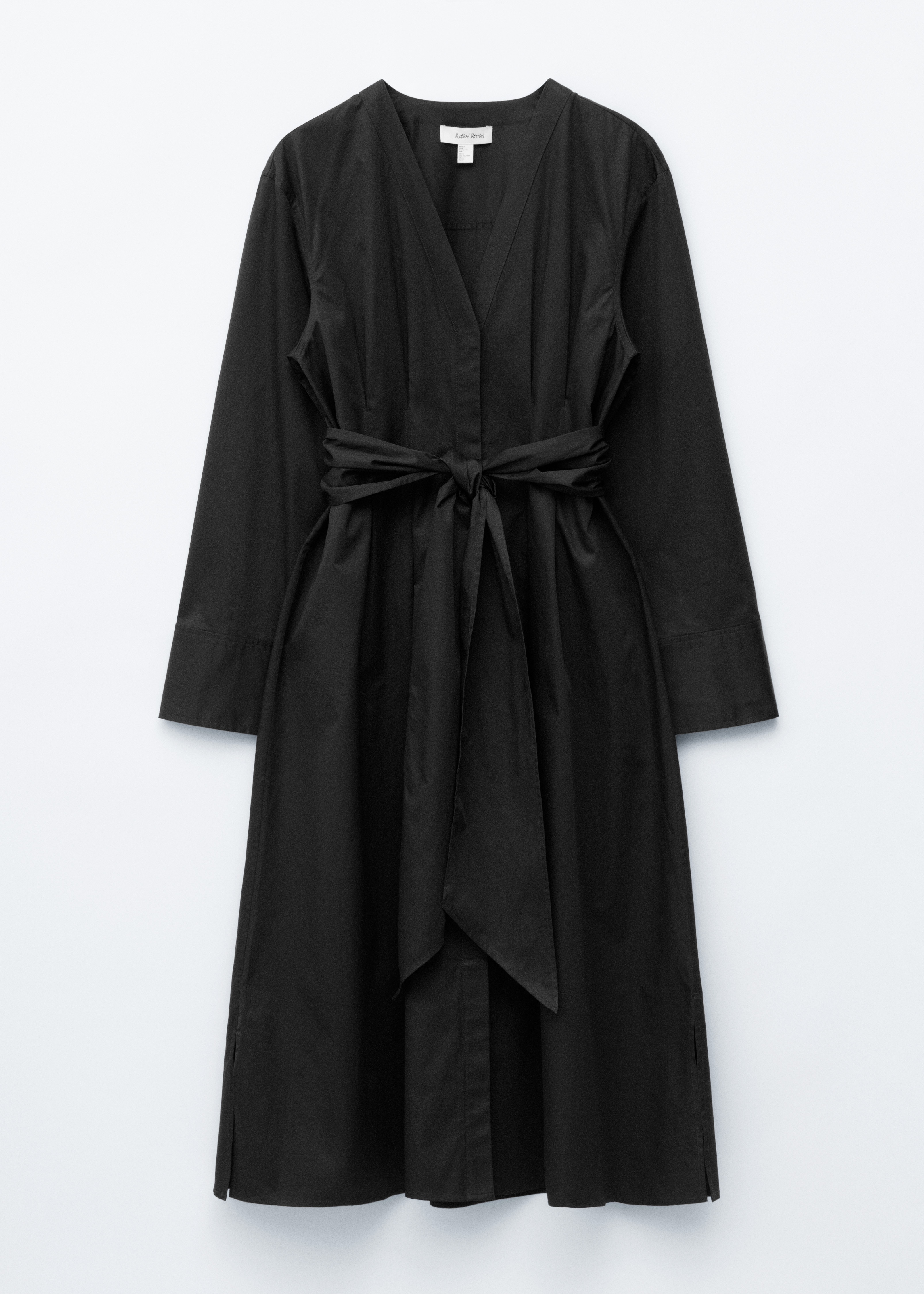 Cotton Shirt Midi Dress - Black