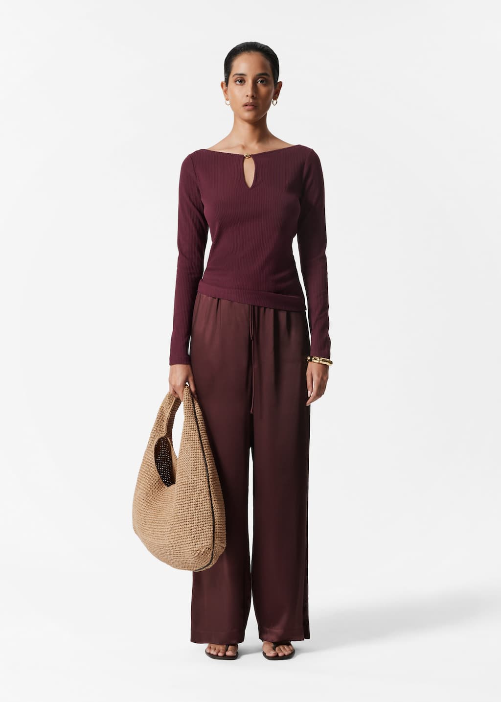 Image of Long-Sleeve Keyhole Top