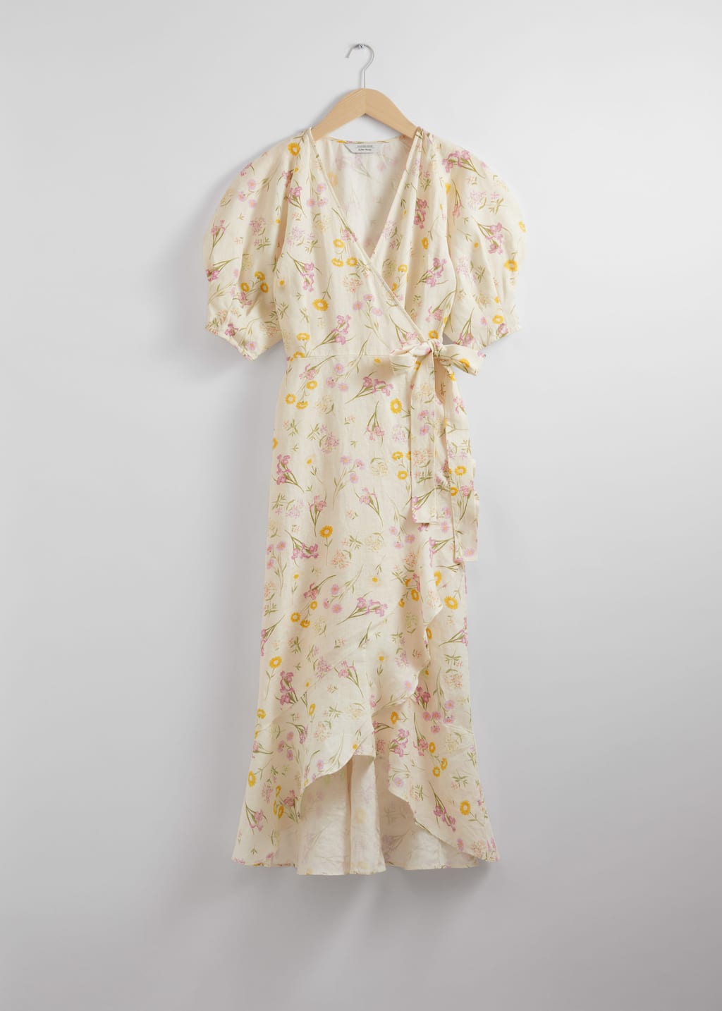 Robe portefeuille midi en lin - Imprimé floral bleu - Still Life