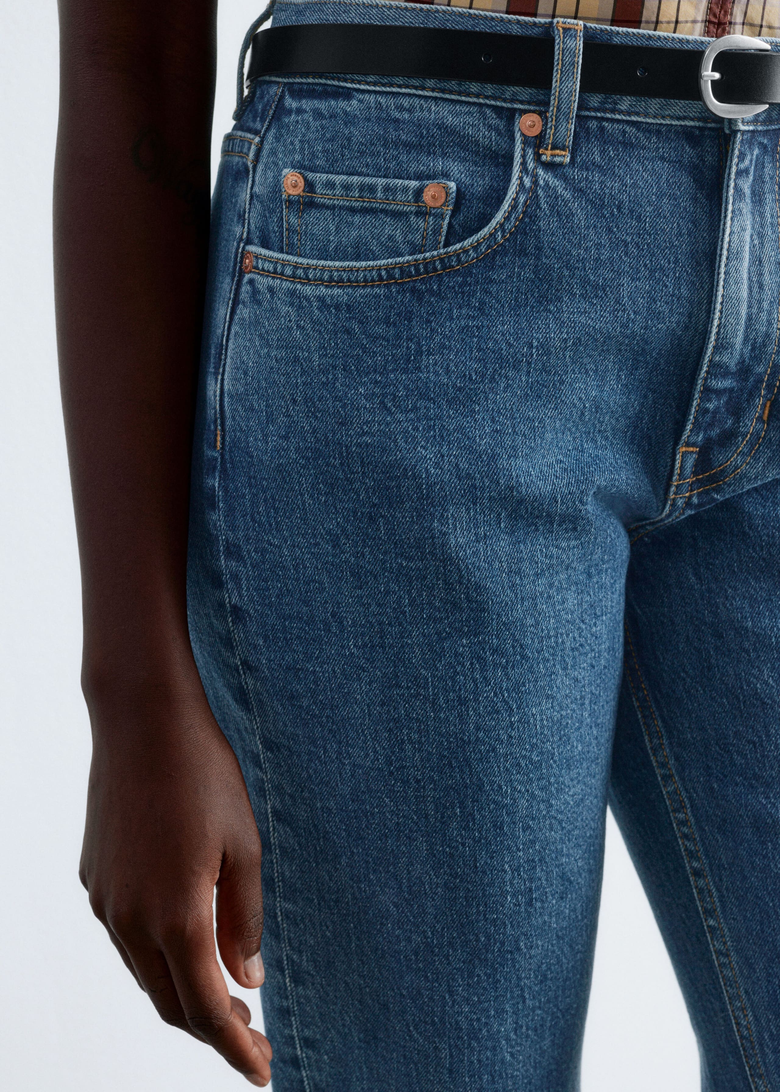 Cropped Slim-Leg Jeans - Mid Blue - Lookbook