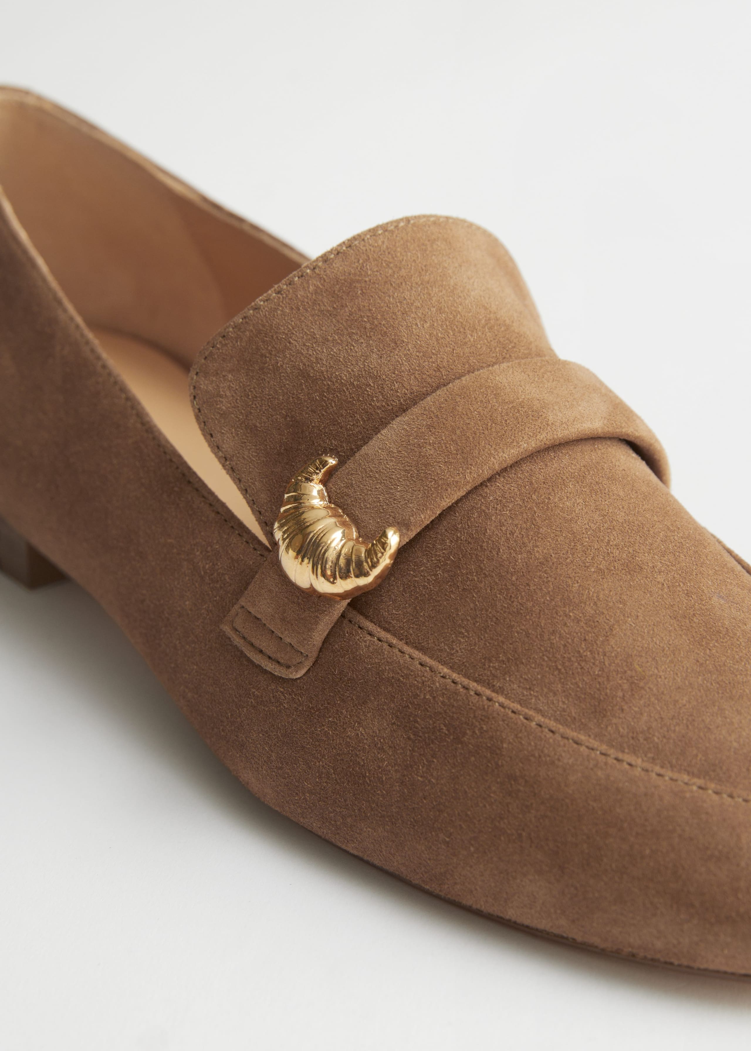 Image of Suede Croissant Pendant Loafers
