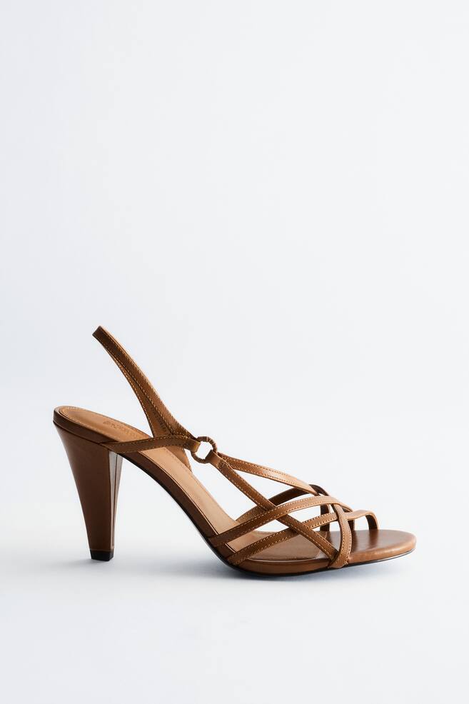 Leren sandalen met ring - Bruin/Zilver - 1