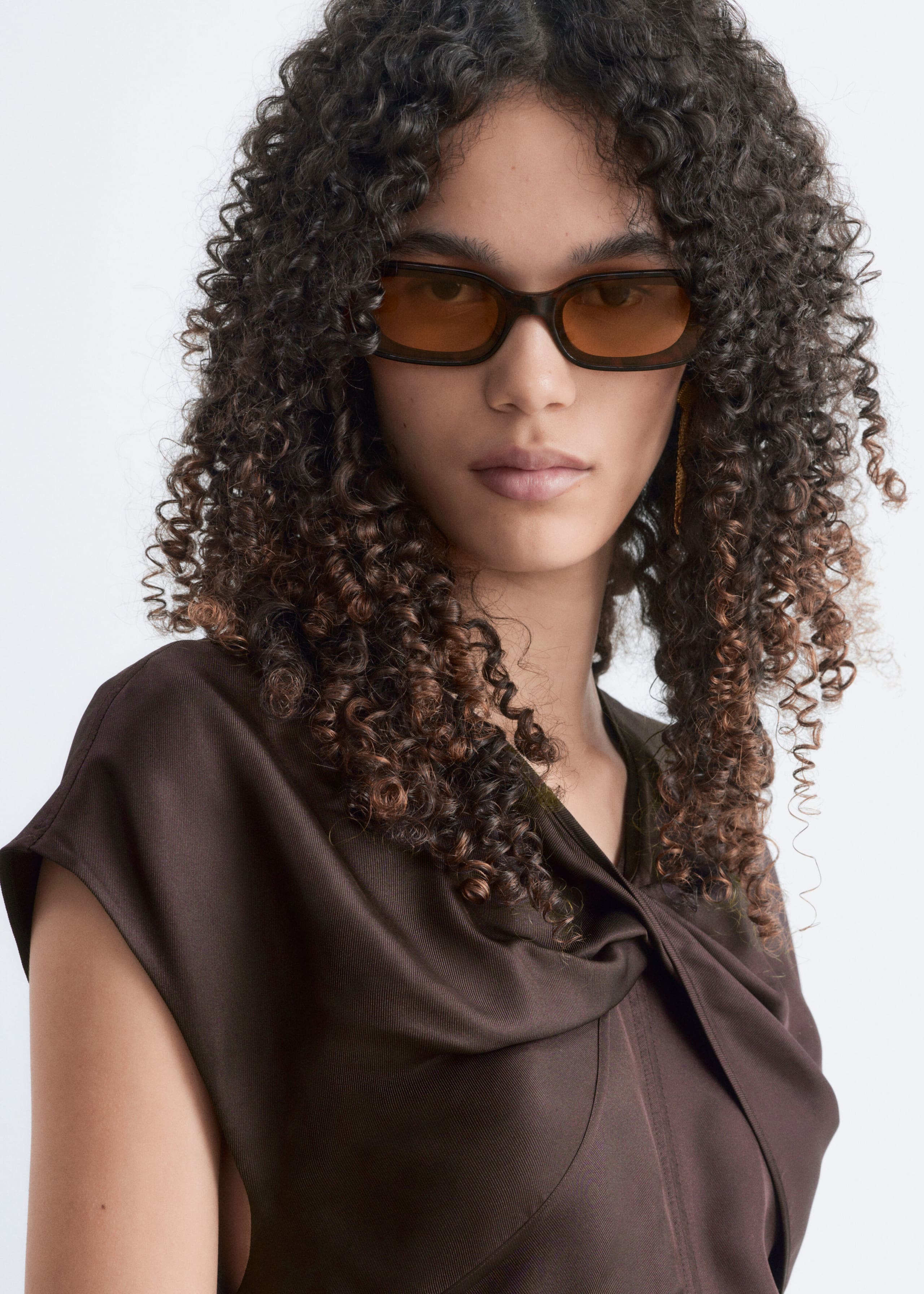 Twisted Silk Dress - Dark Brown - Lookbook