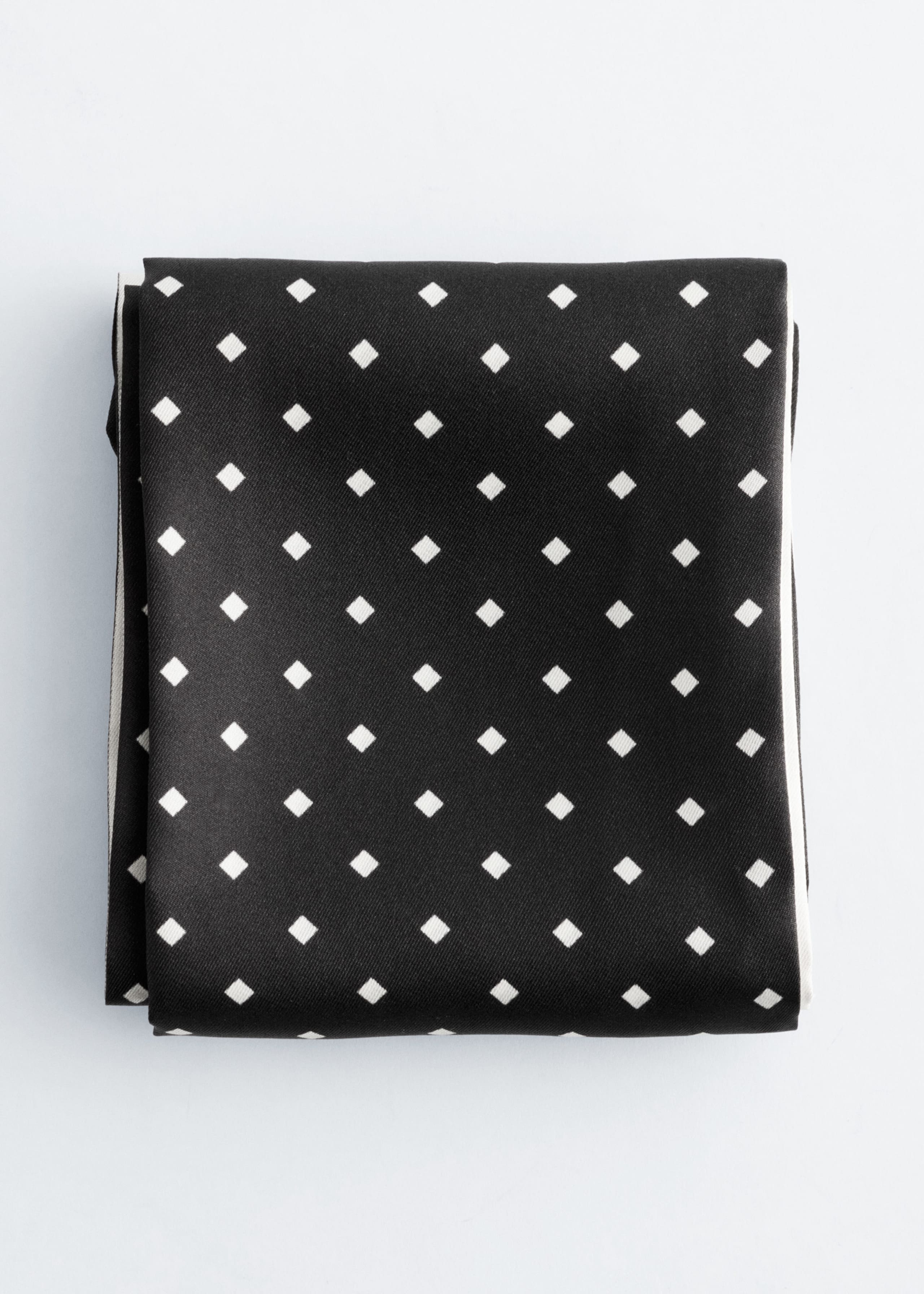 Slim Silk Print Scarf - Black/White Dots - Still Life