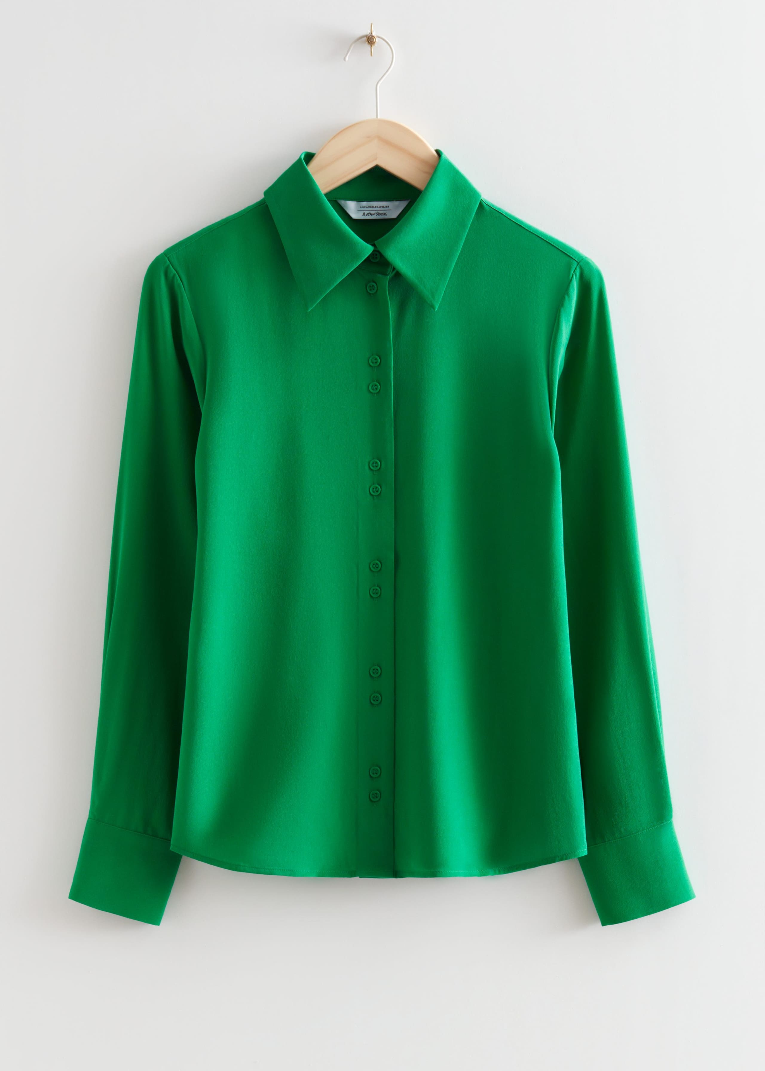 MulberrySilkButtonedBlouse - Bright Blue - Natura morta