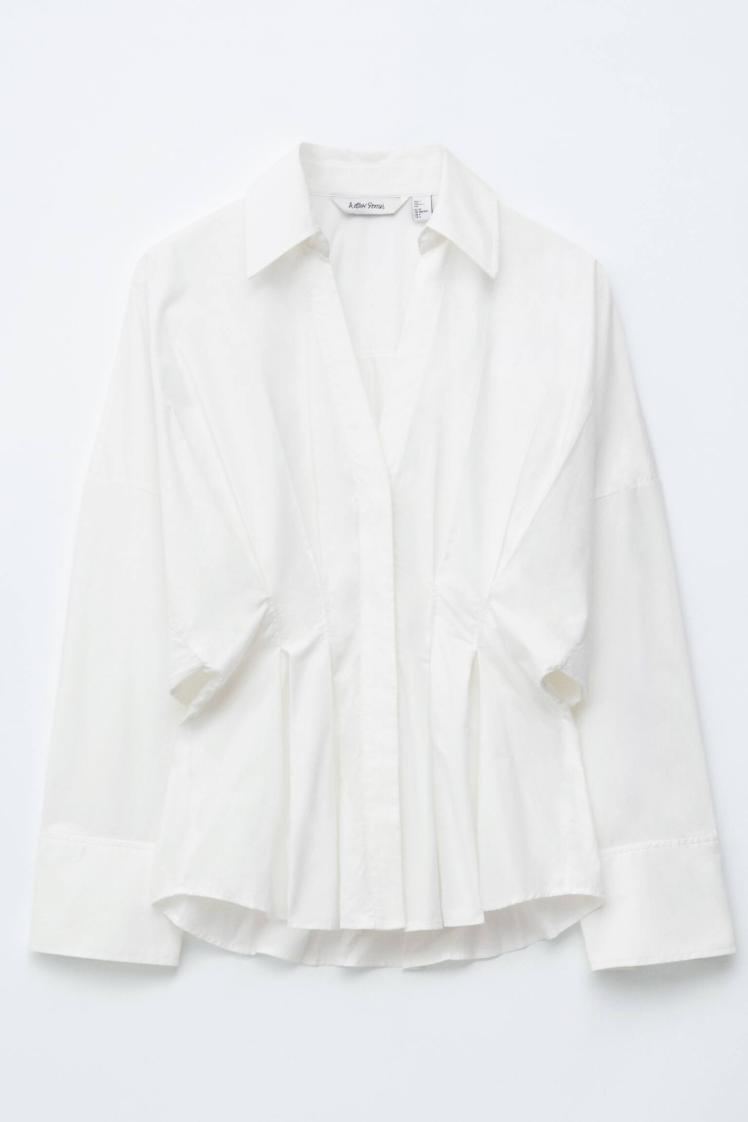 Bomullsskjorta med figurnära midja - Vit/Mörkbrun - 2