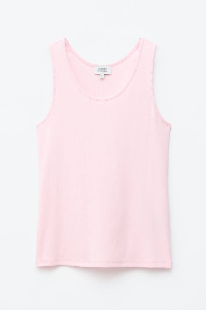 Geripptes Tanktop aus Baumwolle - Rosa/Weiß/Grün - 1