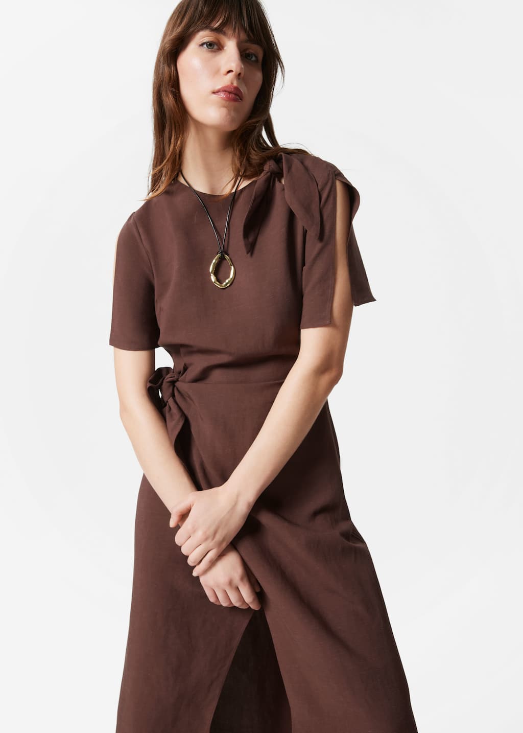 Image of Knot-Detail Midi Dress