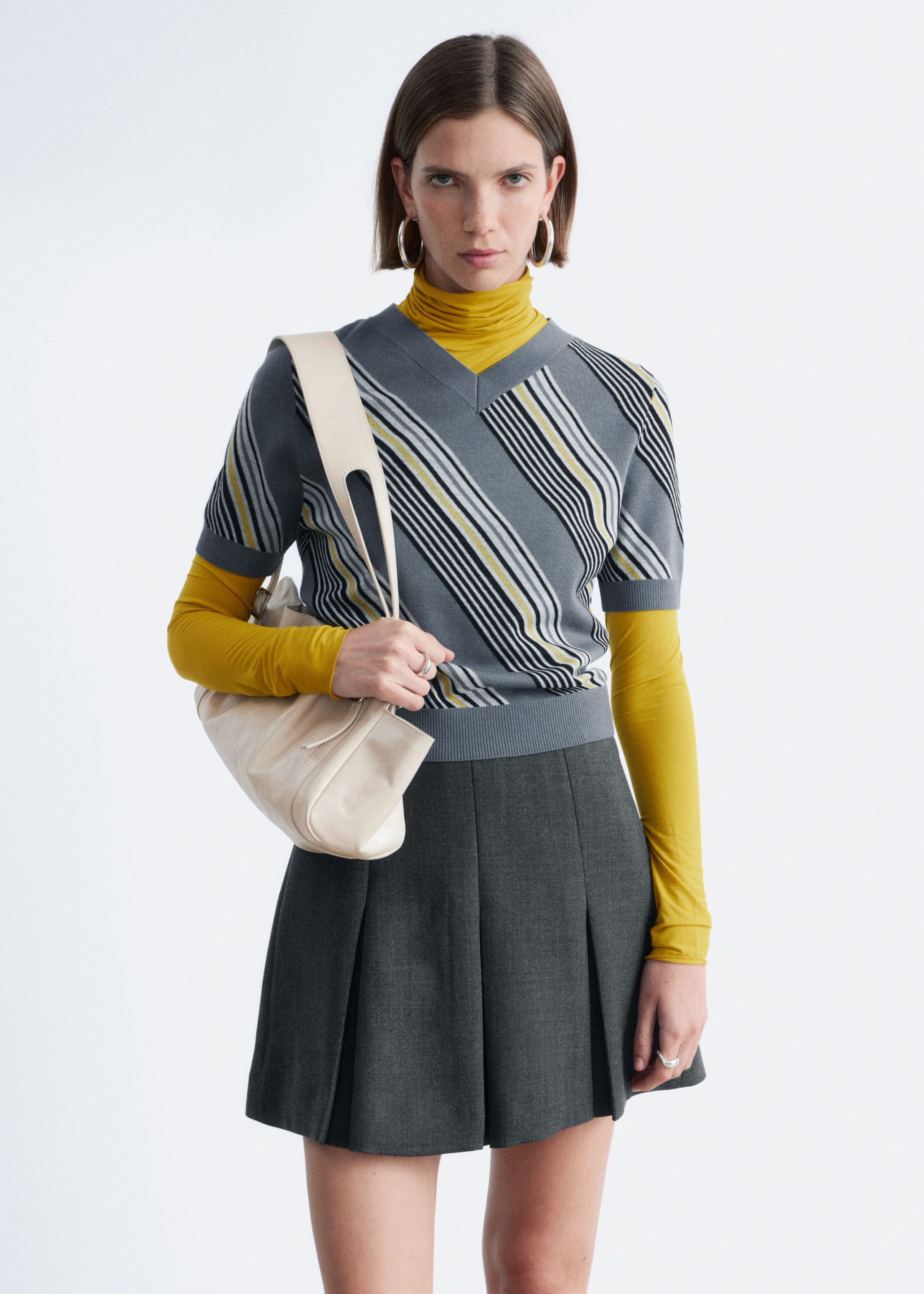 Image of Pleated Wool Mini Skirt