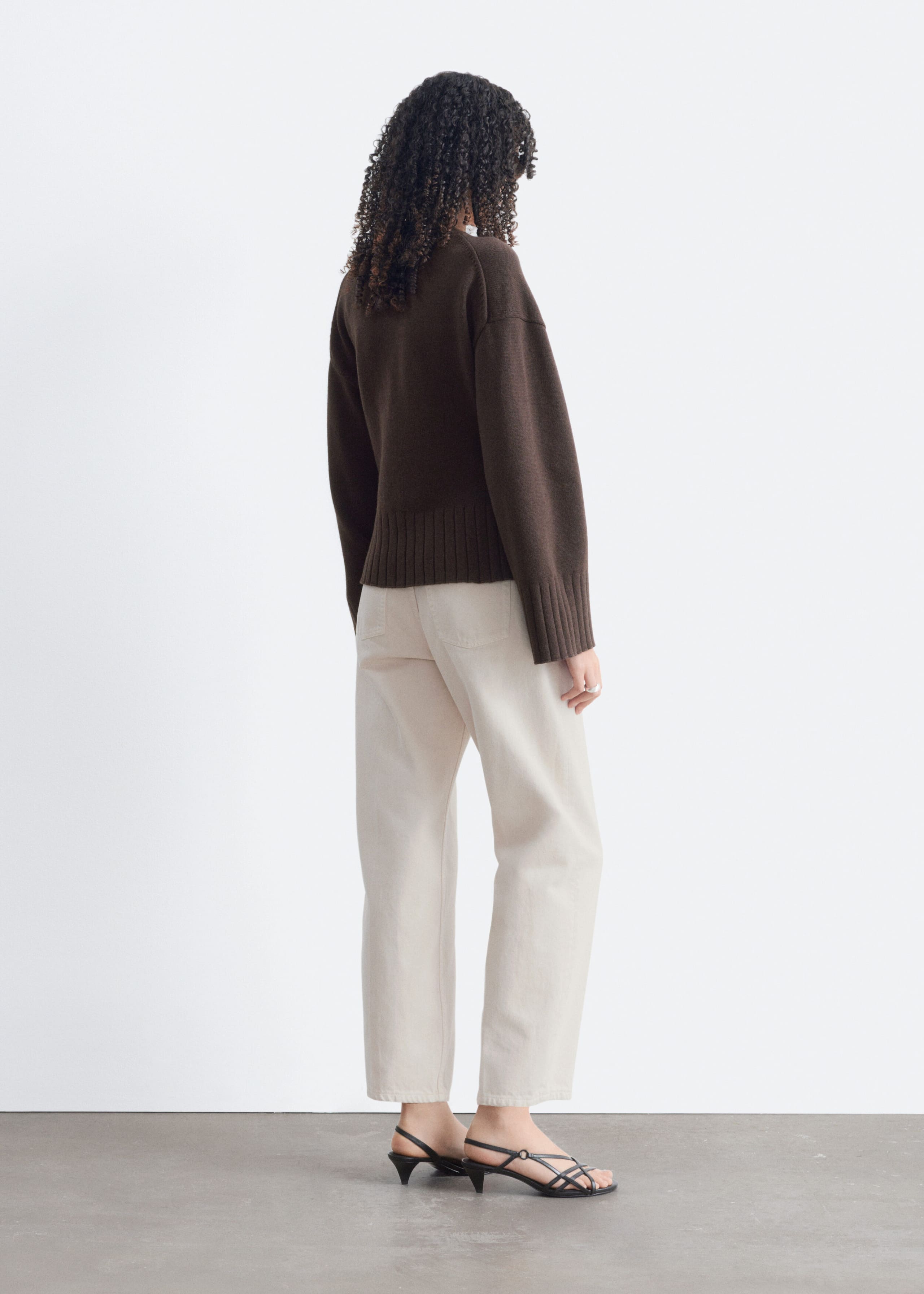 Tapered Knit Cardigan - Dark Brown - Lookbook