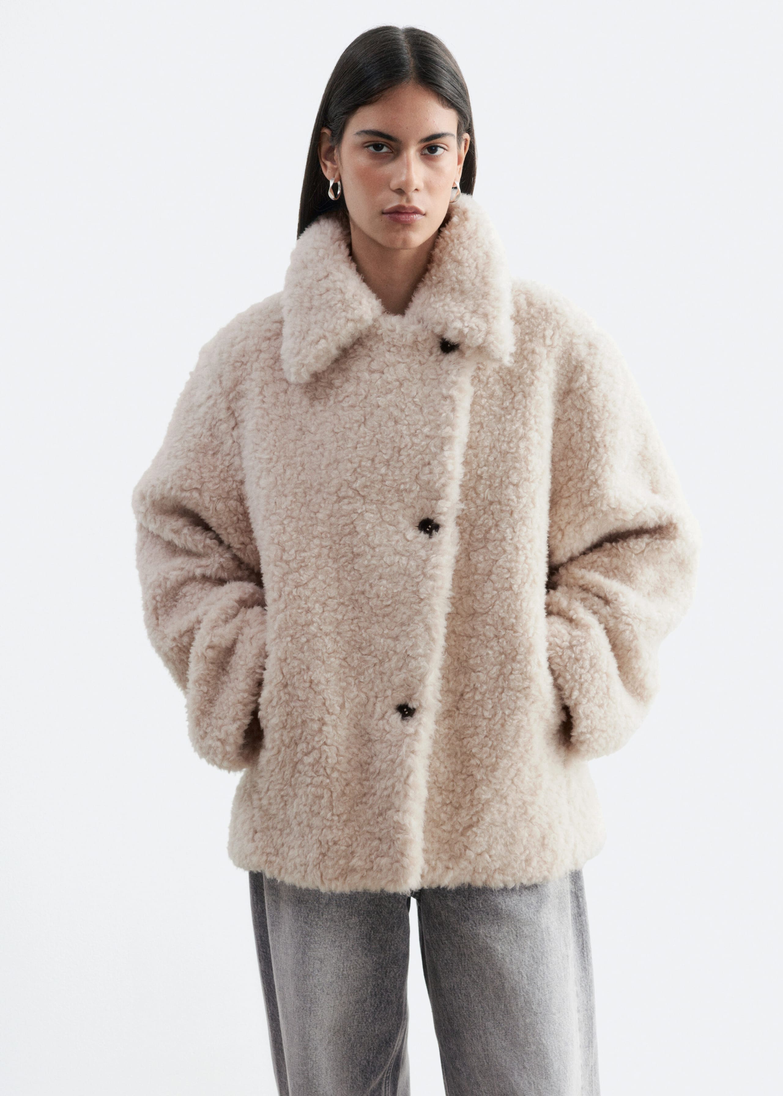 Wool-Blend Faux-Fur Jacket - Beige - Lookbook