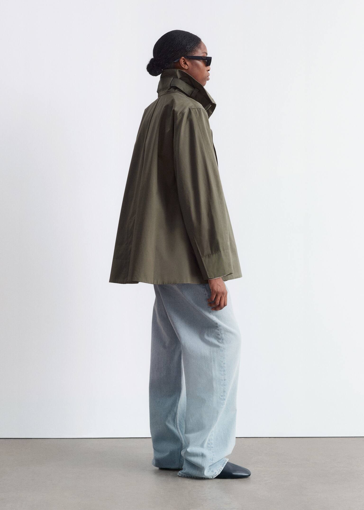 Veste trapèze à col cheminée - Vert kaki/Beige/Bleu foncé - 8