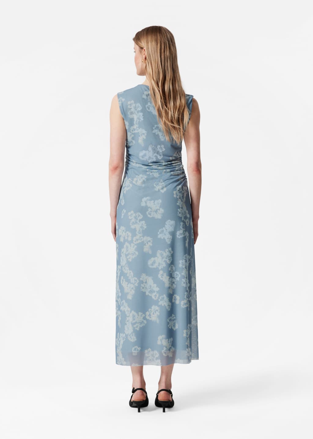 Vestido midi drapeado sin mangas - Azul oscuro - Lookbook