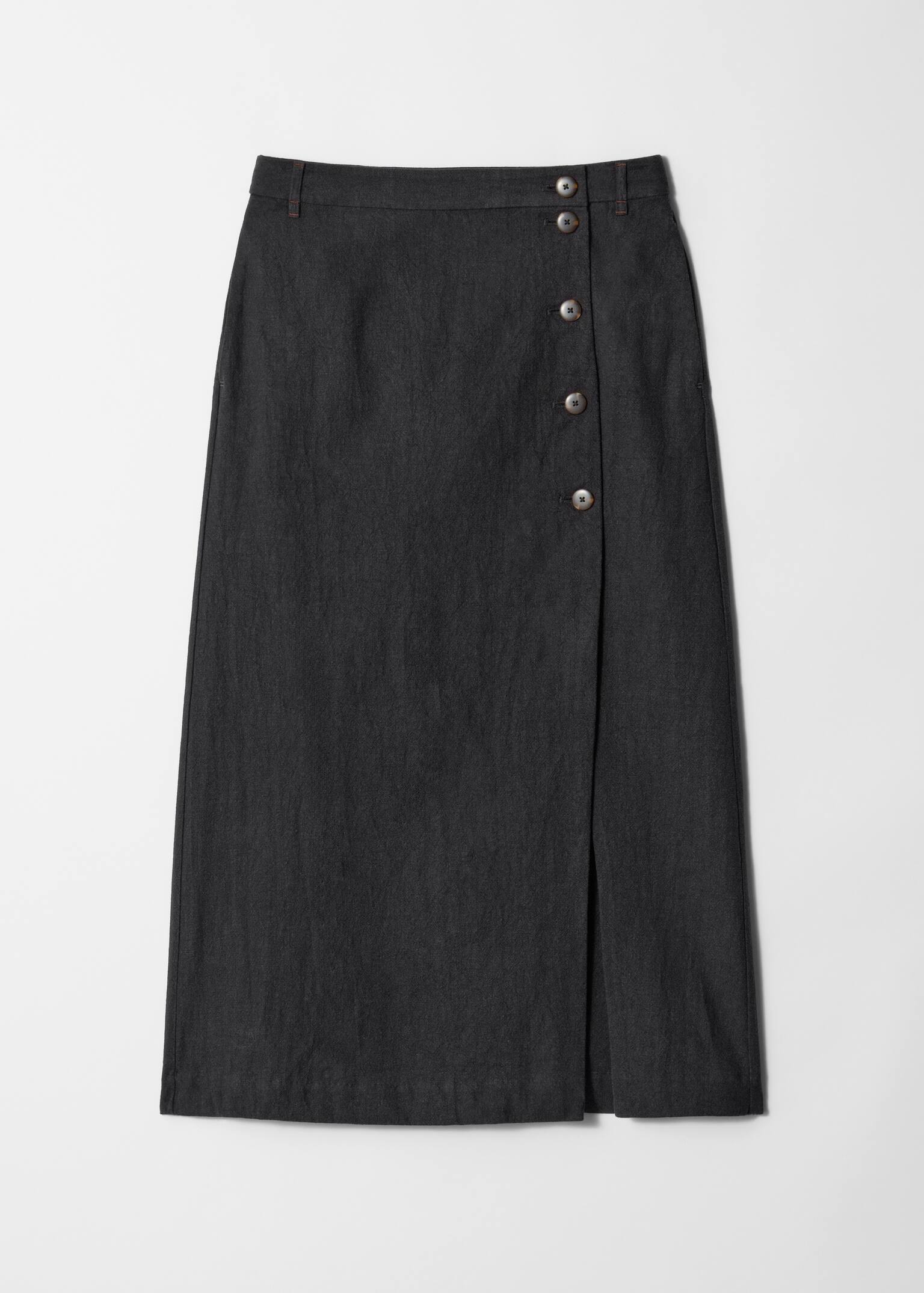 A-Line Midi Skirt - Black/Beige - 2