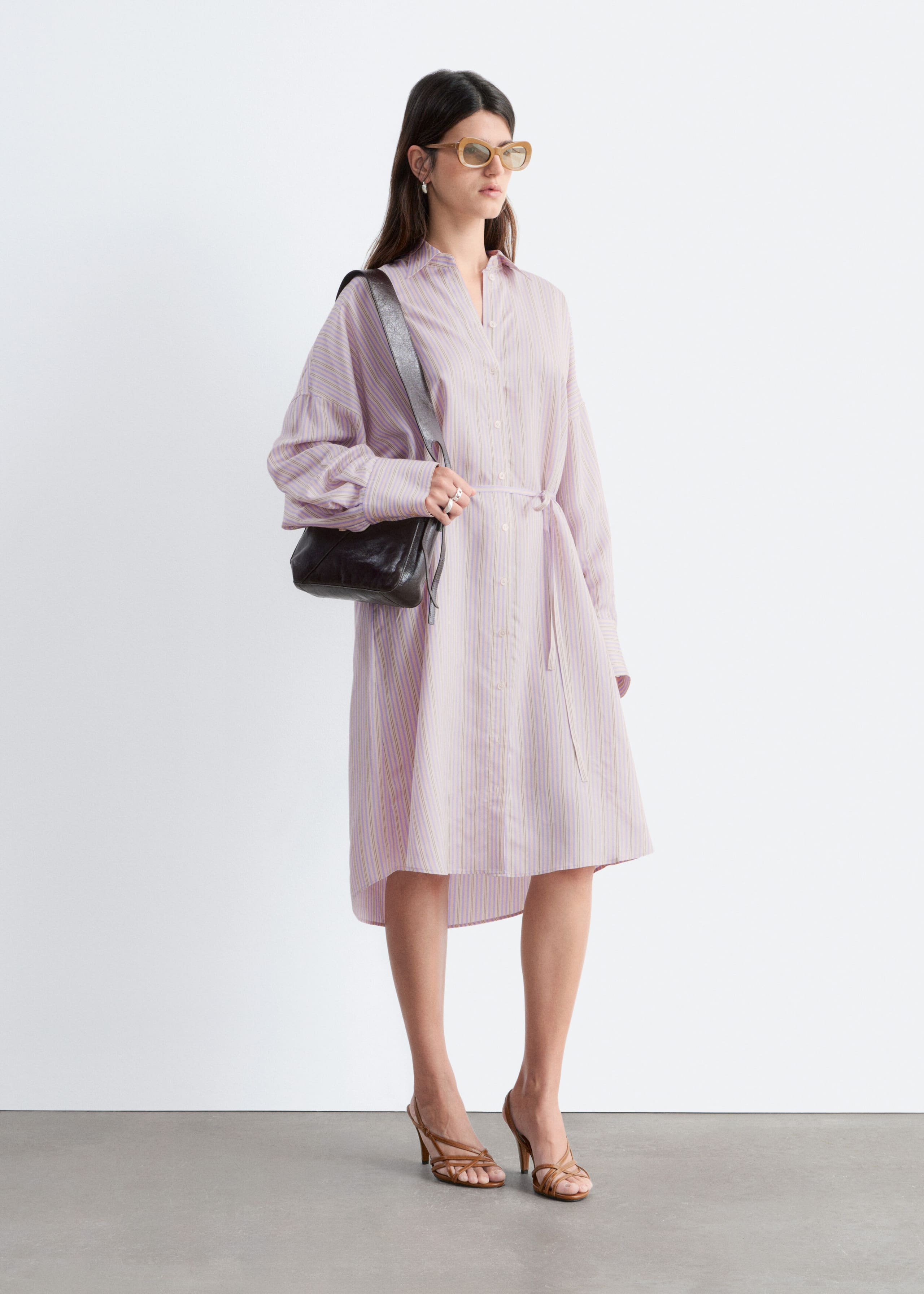 Printed Silk-Cotton Midi Dress - Brown/Blue Pattern - Lookbook