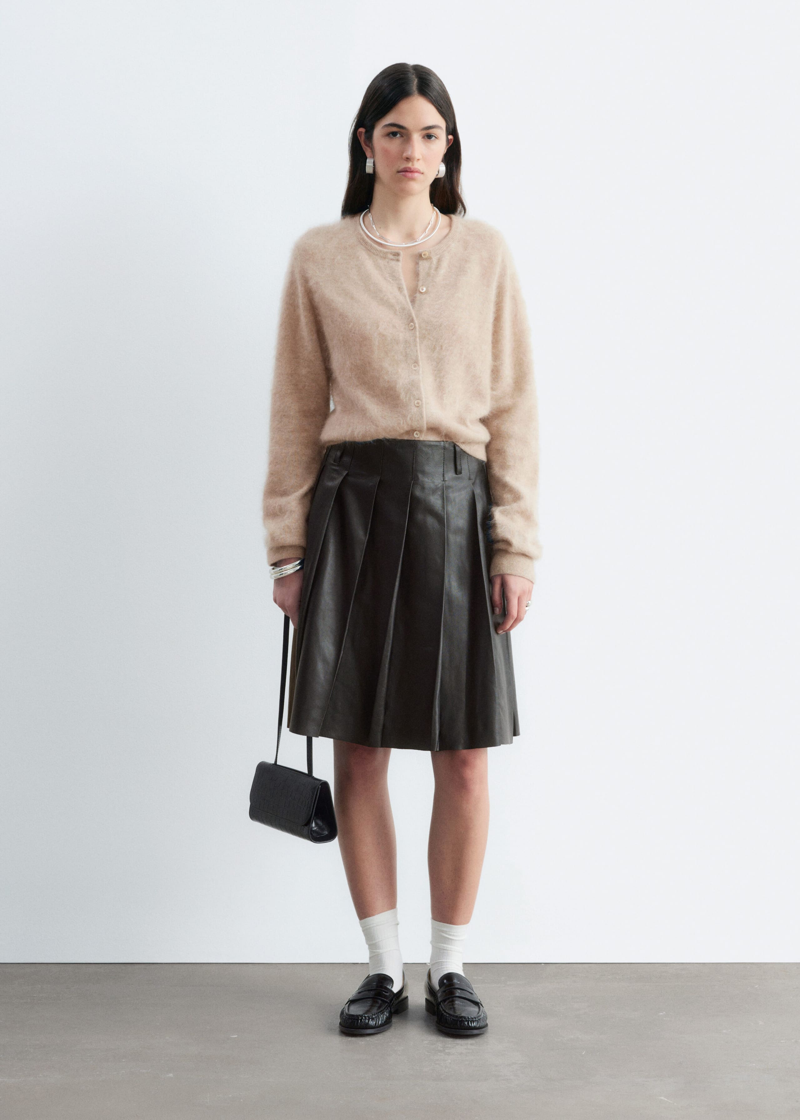 Brushed Cashmere Cardigan - Grey - Lookbook