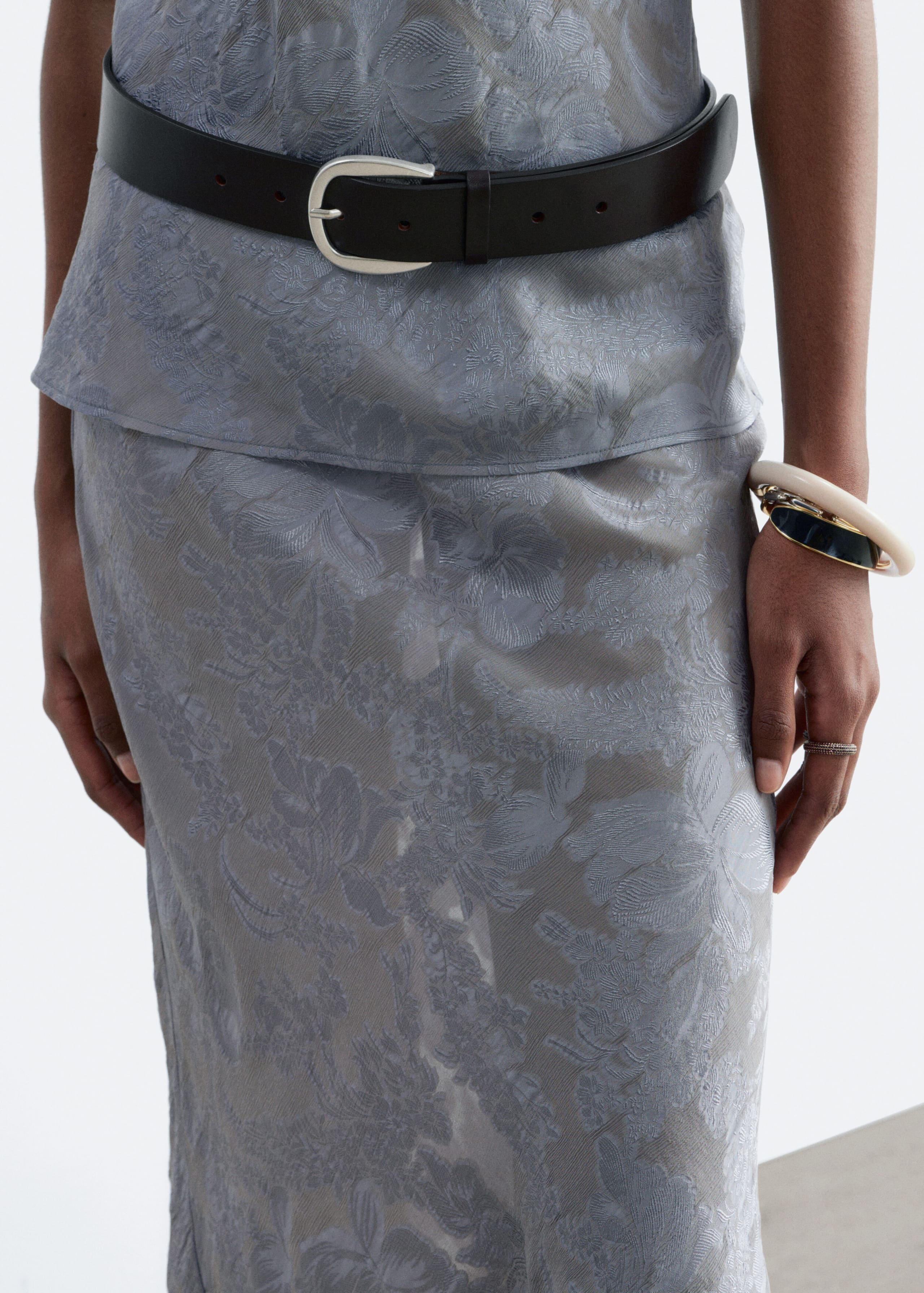Image of Viscose-Silk fJacquard Midi Skirt