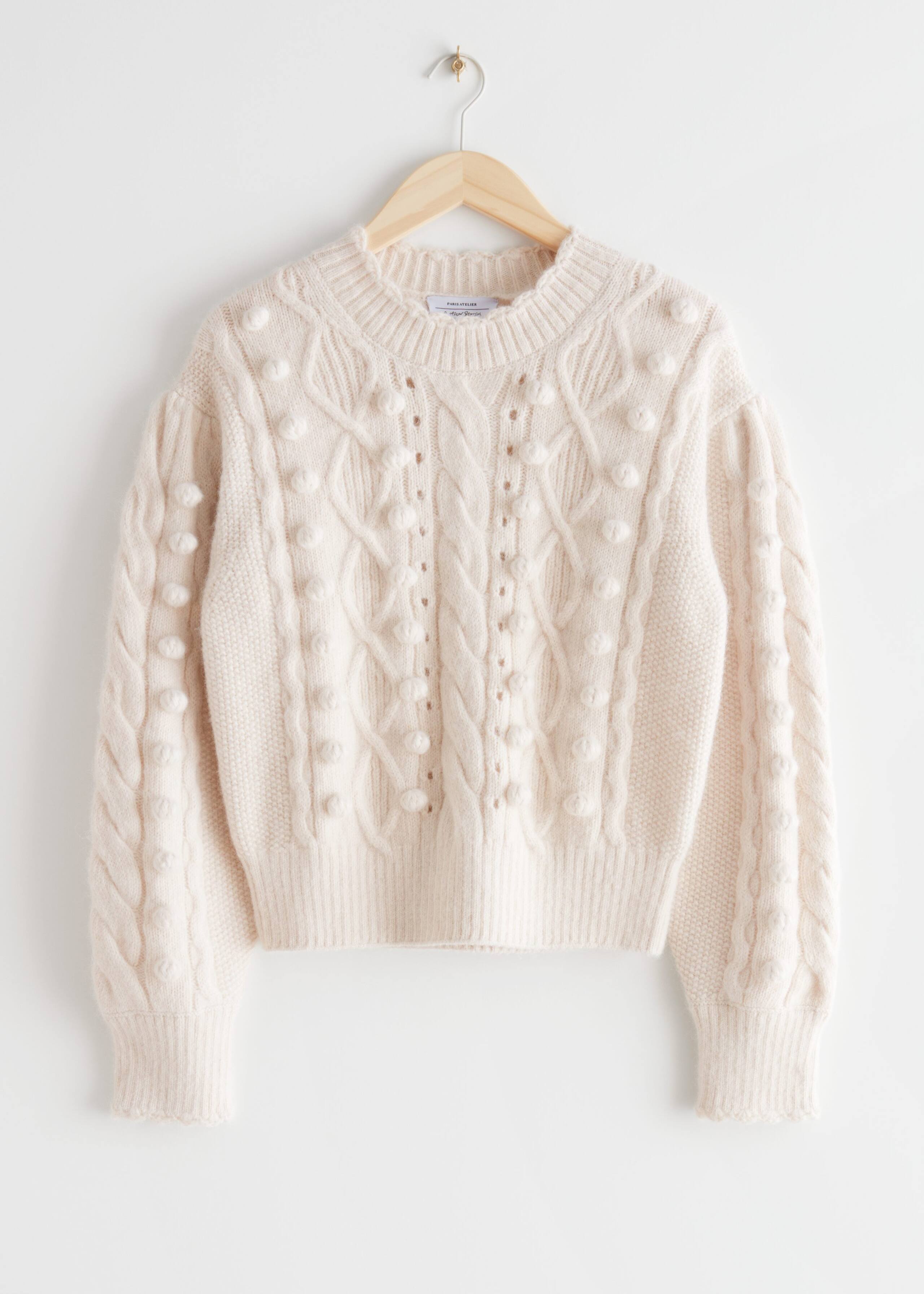 Cable Knit Sweater - White - Bodegón