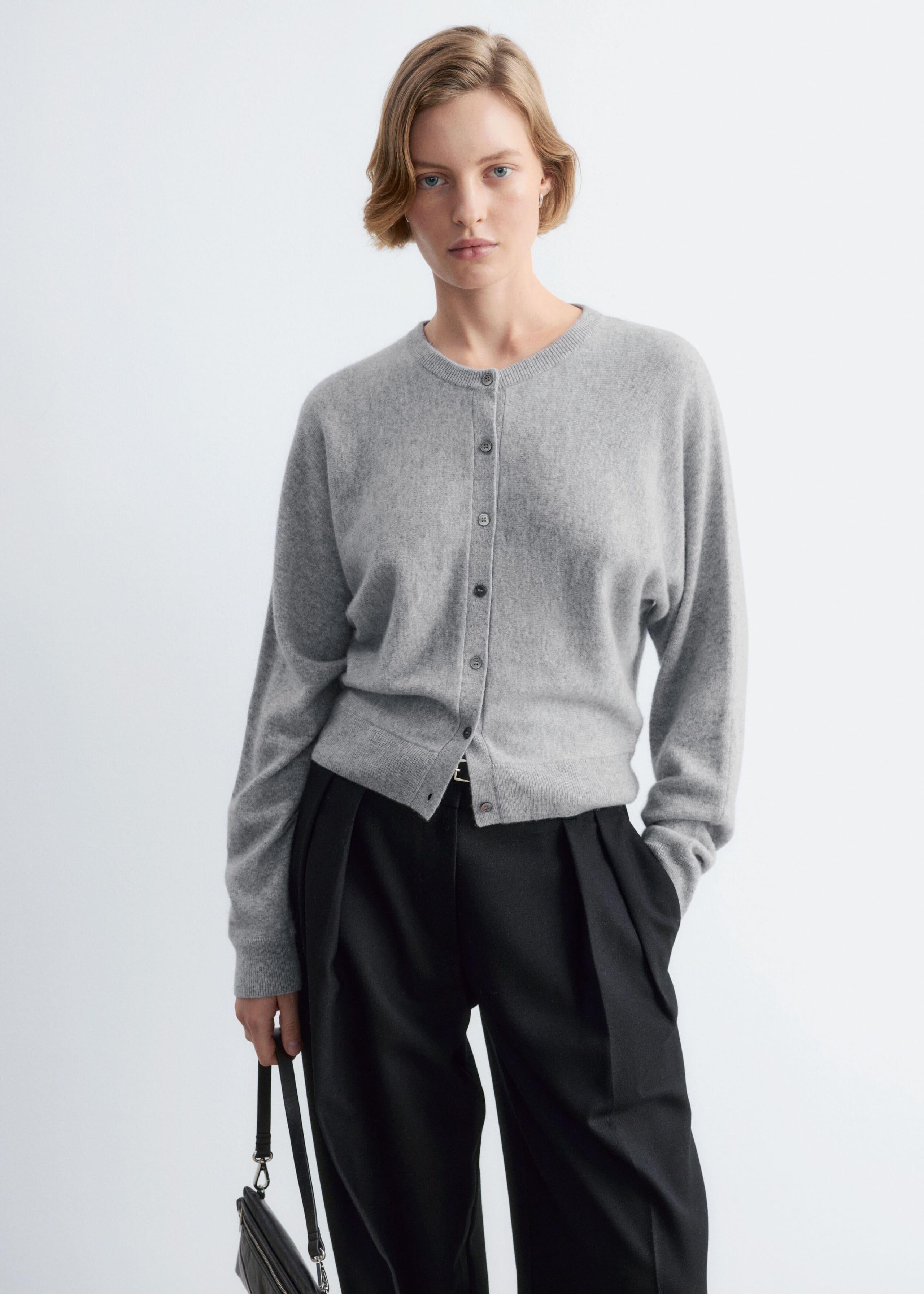 Kaszmirowy kardigan – Szary – Lookbook