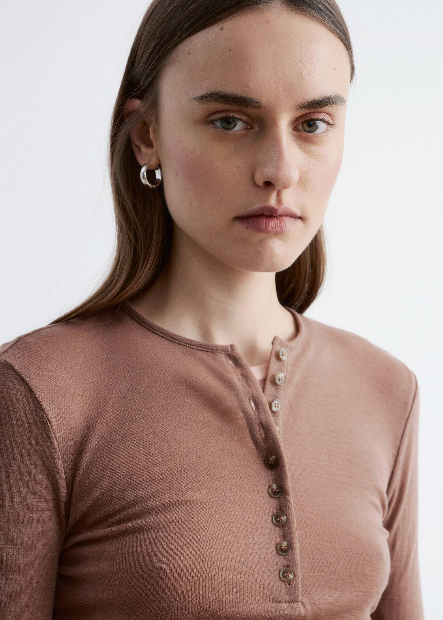 Haut en laine à demi-patte - Marron chiné/Gris chiné - 7