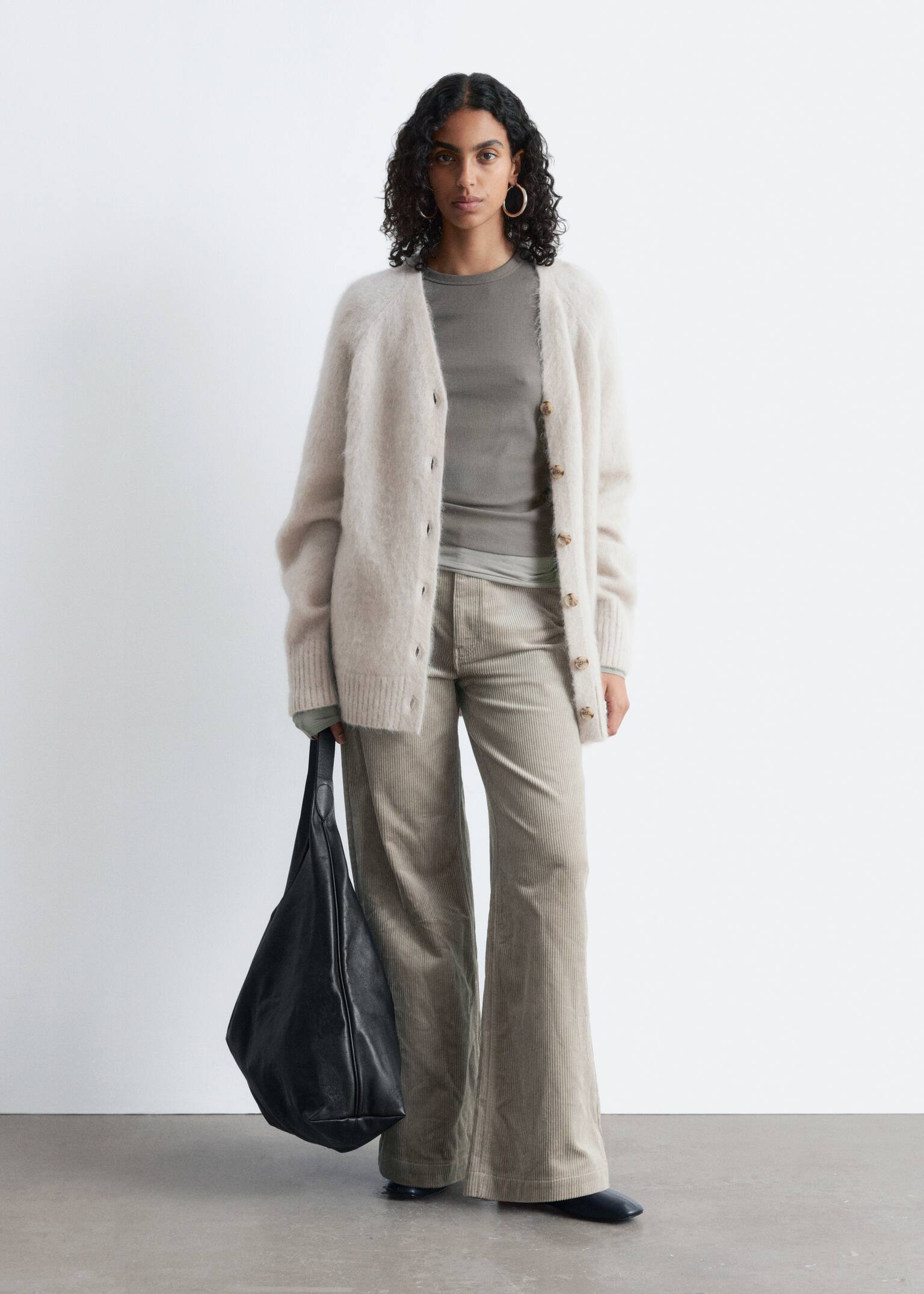 Cardigan lungo in misto mohair - Beige/Grigio/Blu scuro