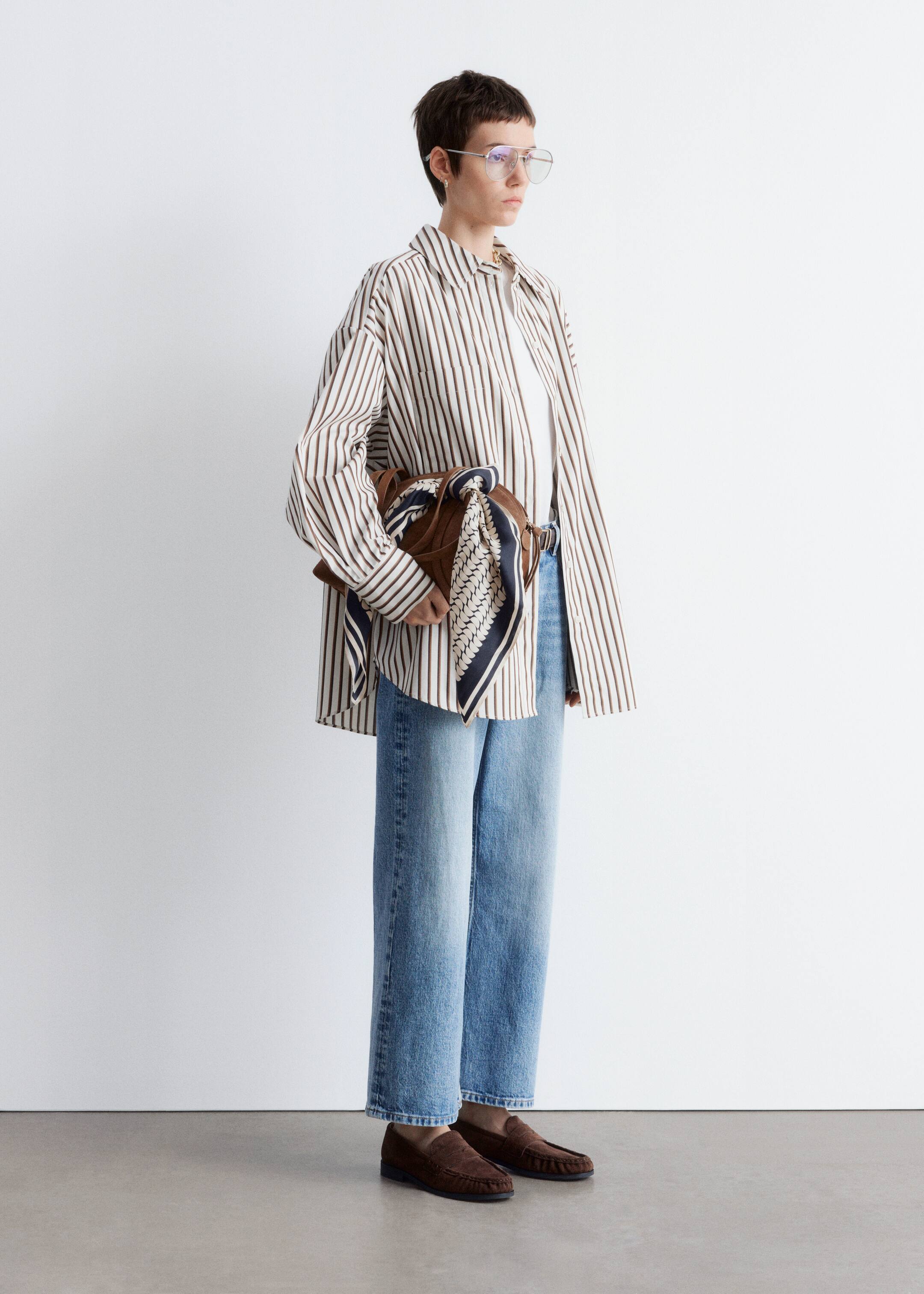 Grotere afbeelding bekijken: Oversized overhemd - Wit/bruine strepen - DAMES | H&M NL 5