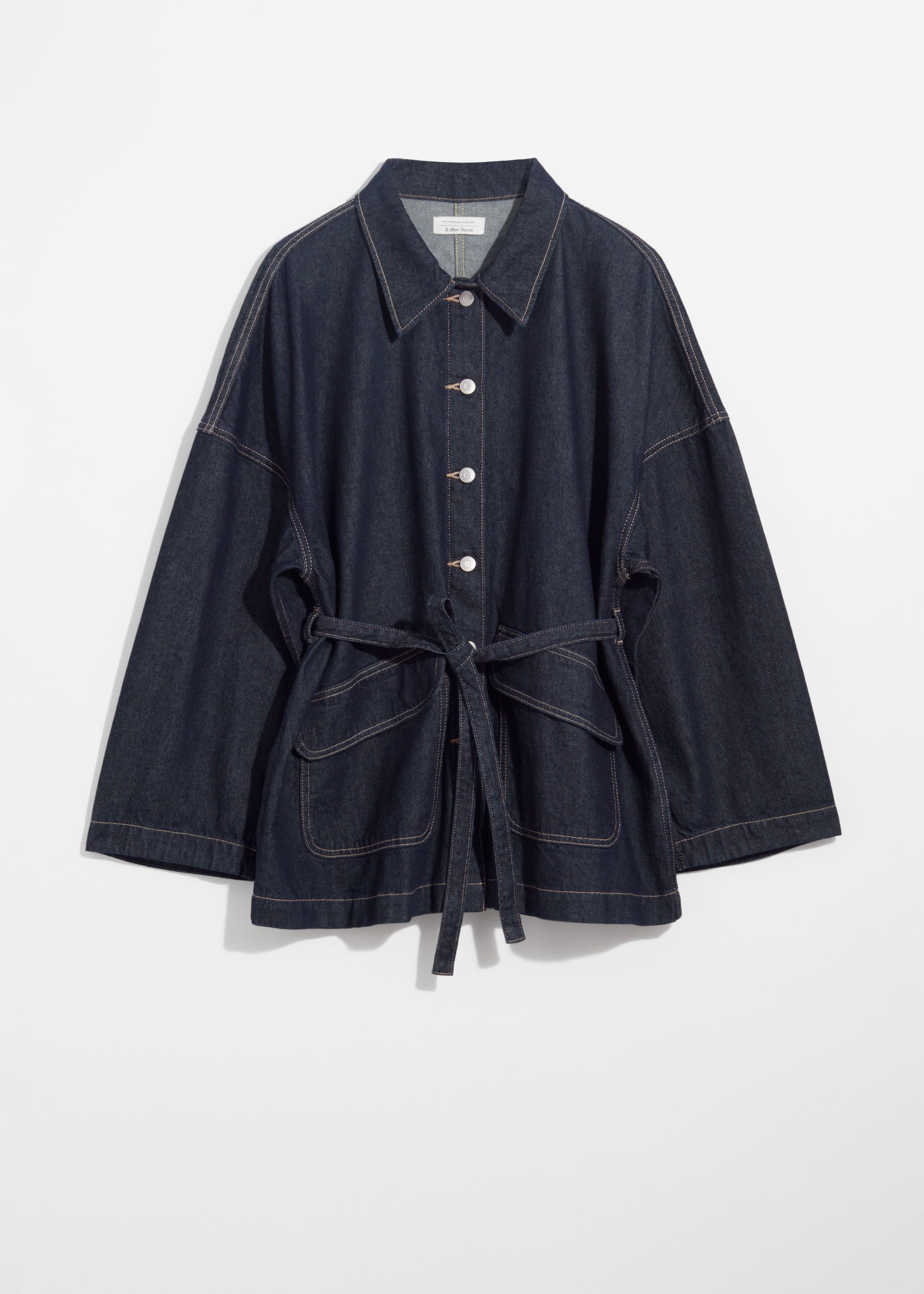 Belted Oversized Denim Jacket - Blue - Still Life