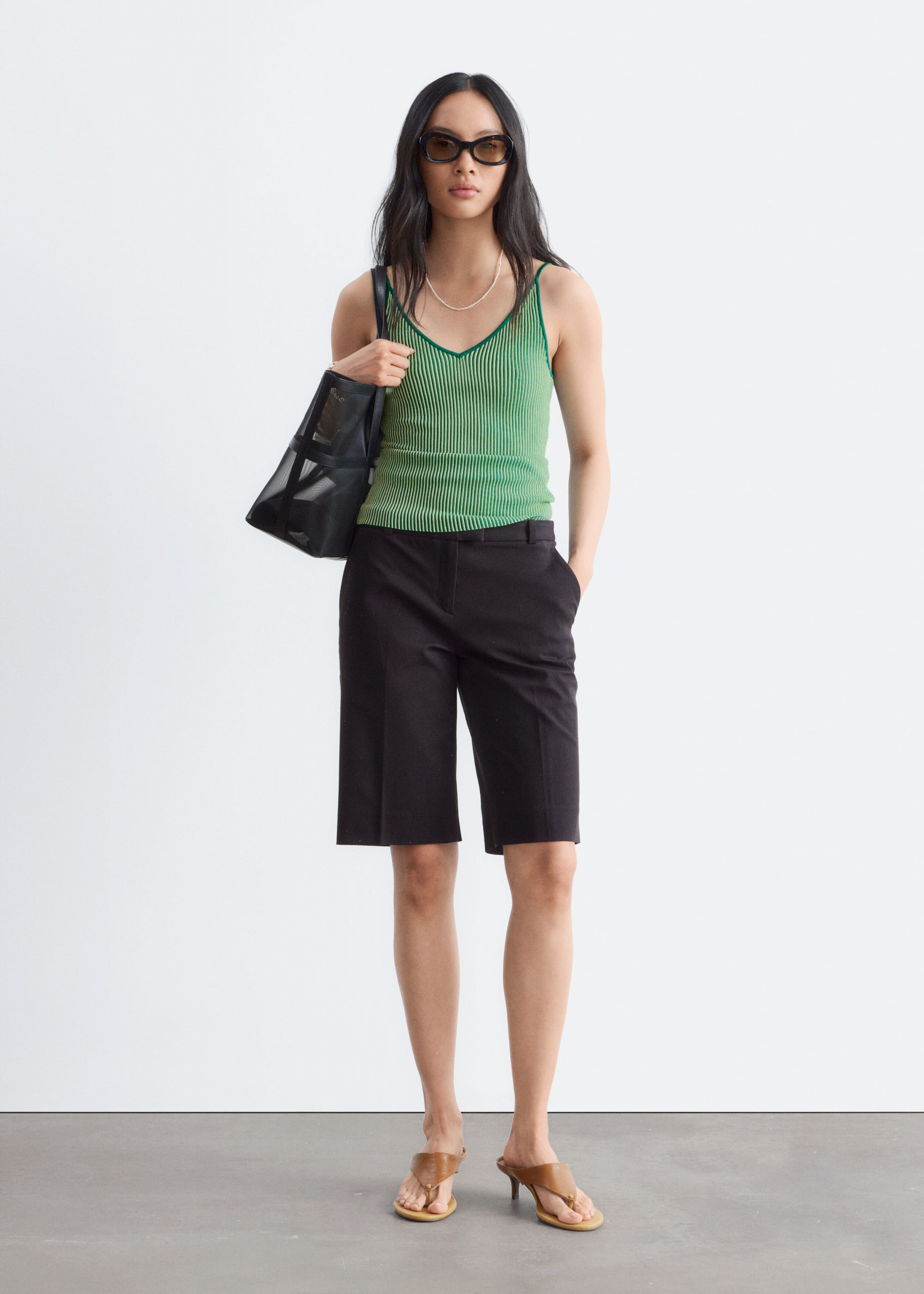 Image of Tailored Knee-Length Shorts