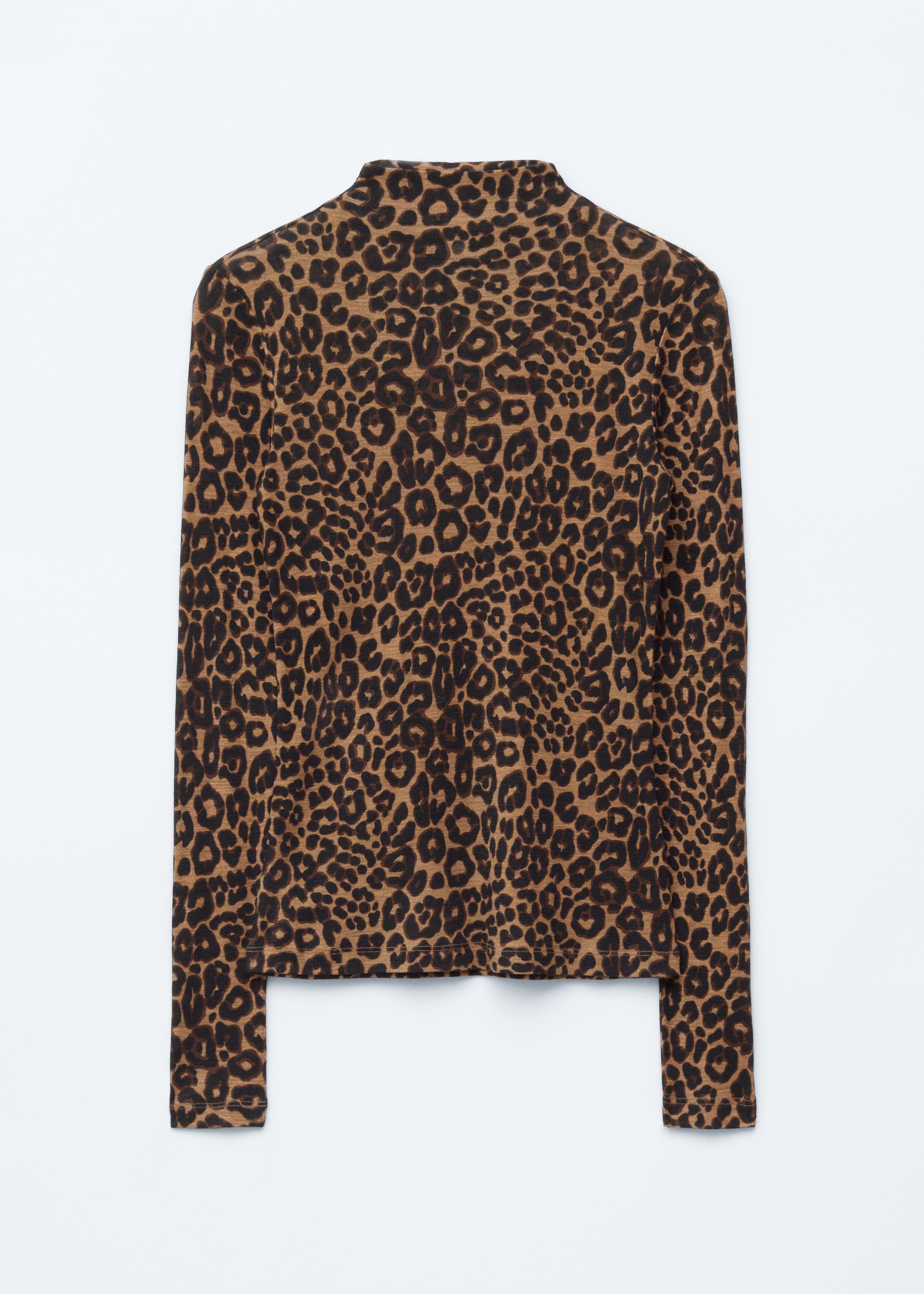 Maglia con collo a lupetto - Motivo leopardato marrone/Righe rosso/nero/Beige con stampa