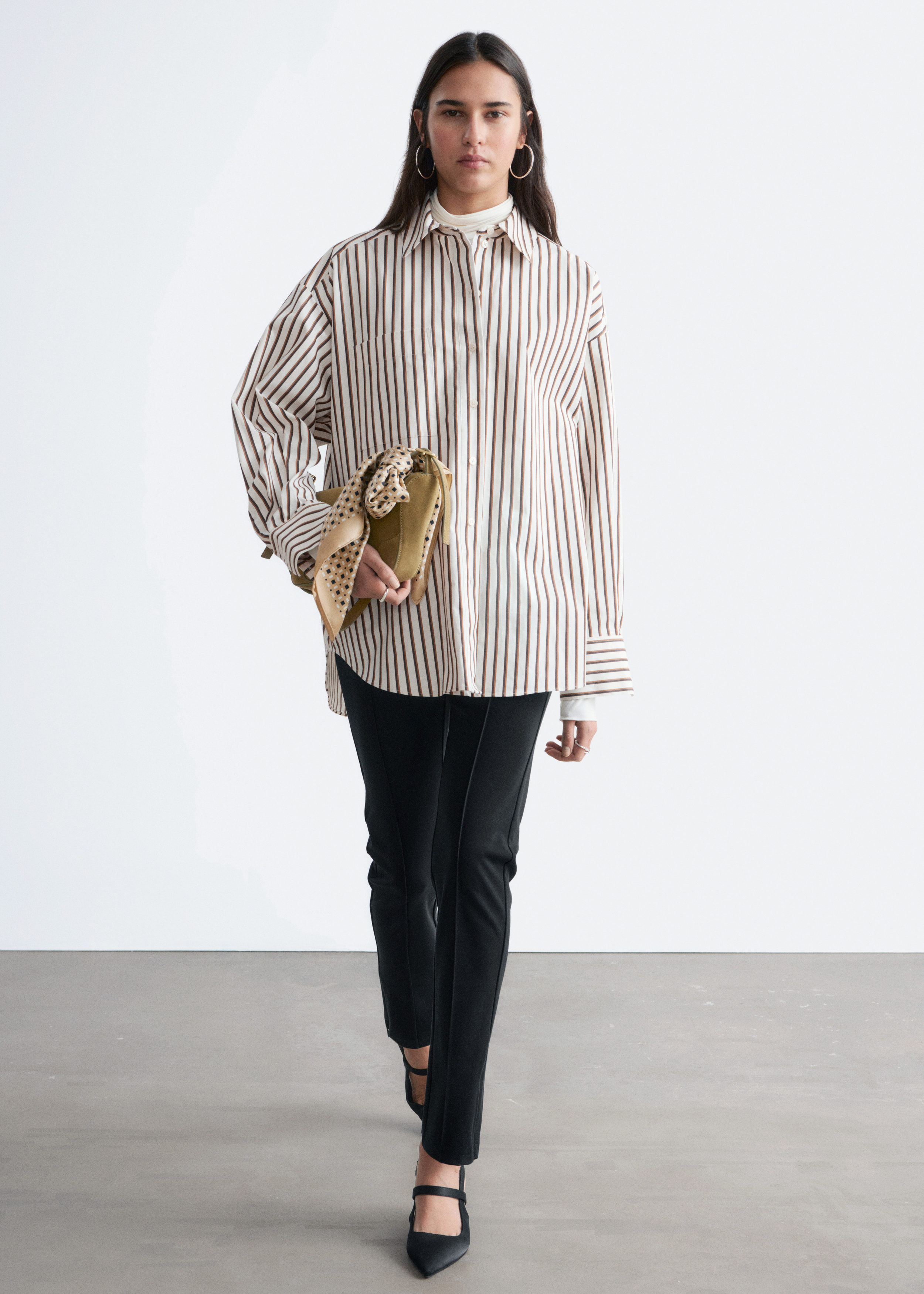 Oversized Shirt - White/Brown Stripes - & Other Stories US