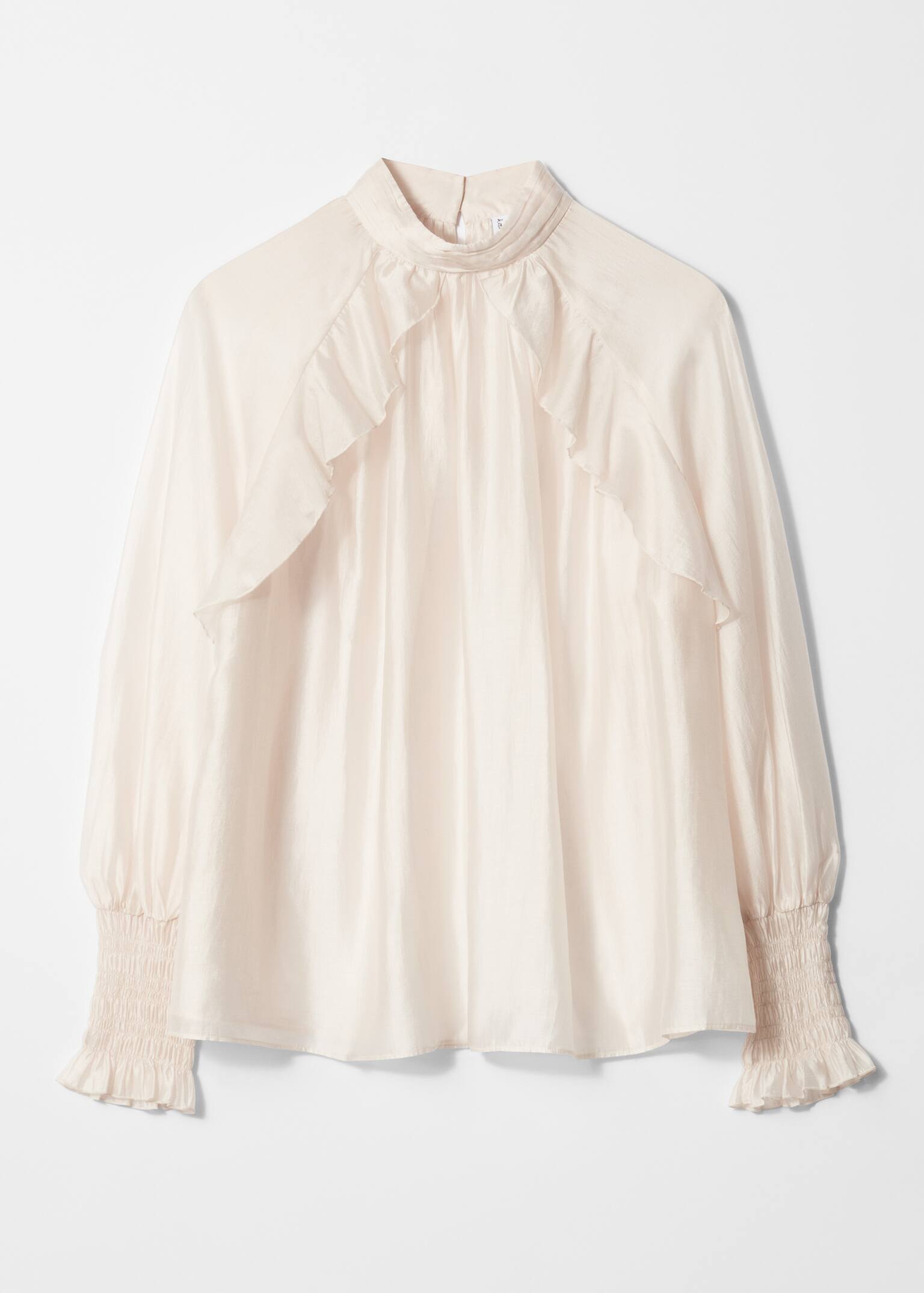Frilled Blouse - Cream/Dark red