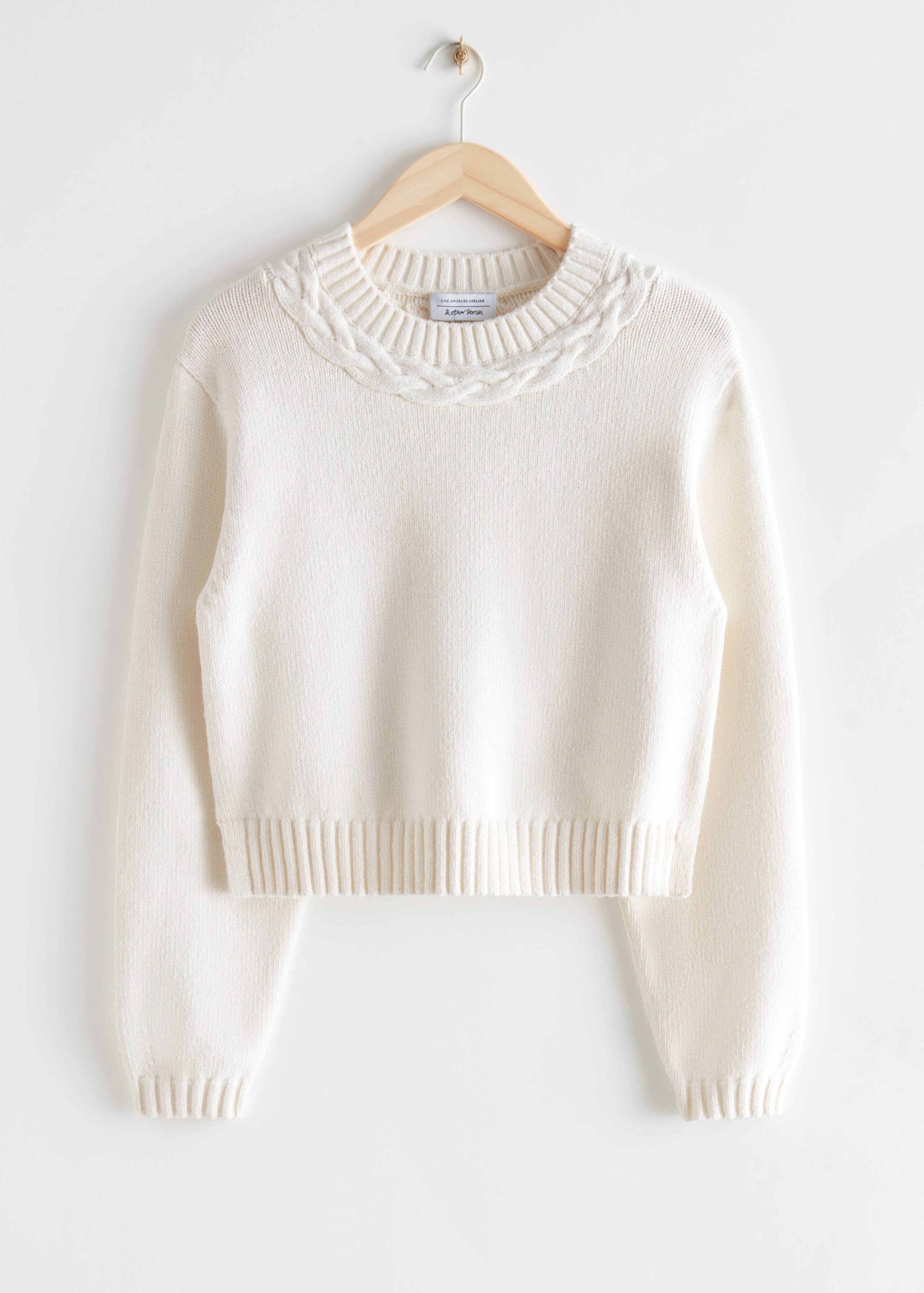 Boxy Knit Sweater - White - Bodegón