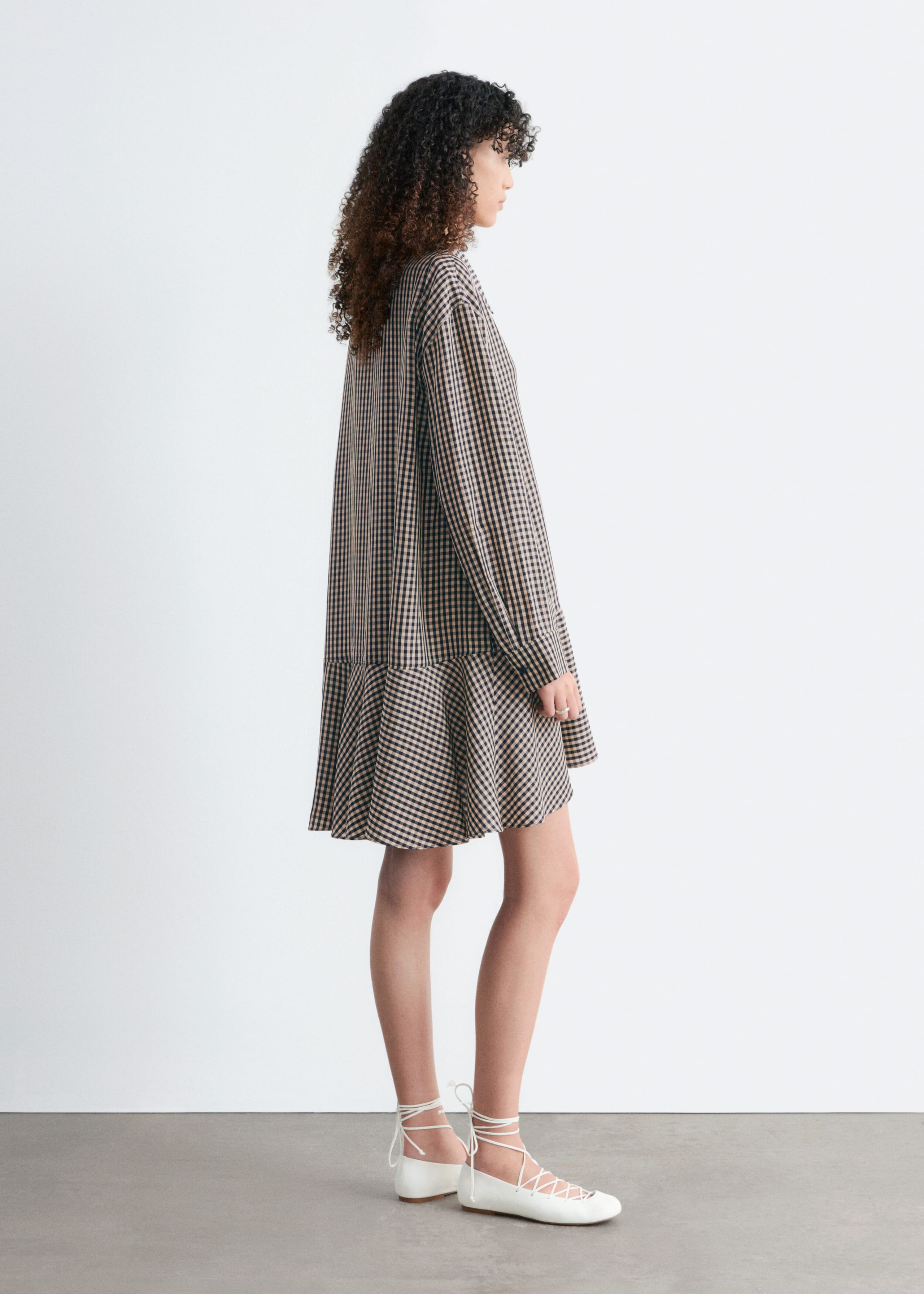 Image of Drop-Waist Cotton Shirt Dress