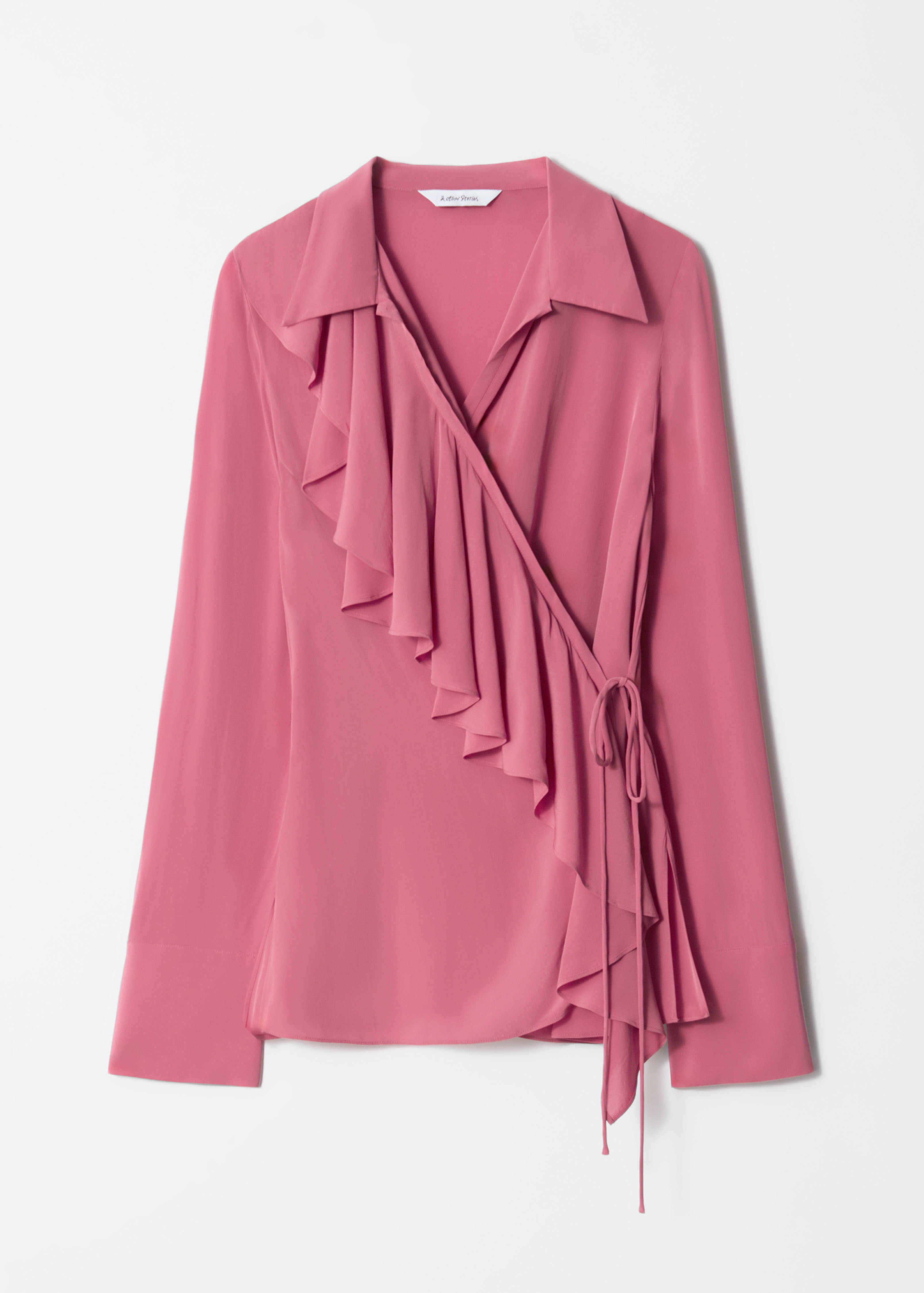 Blusa a portafoglio con volant - Rosa scuro/Giallo chiaro