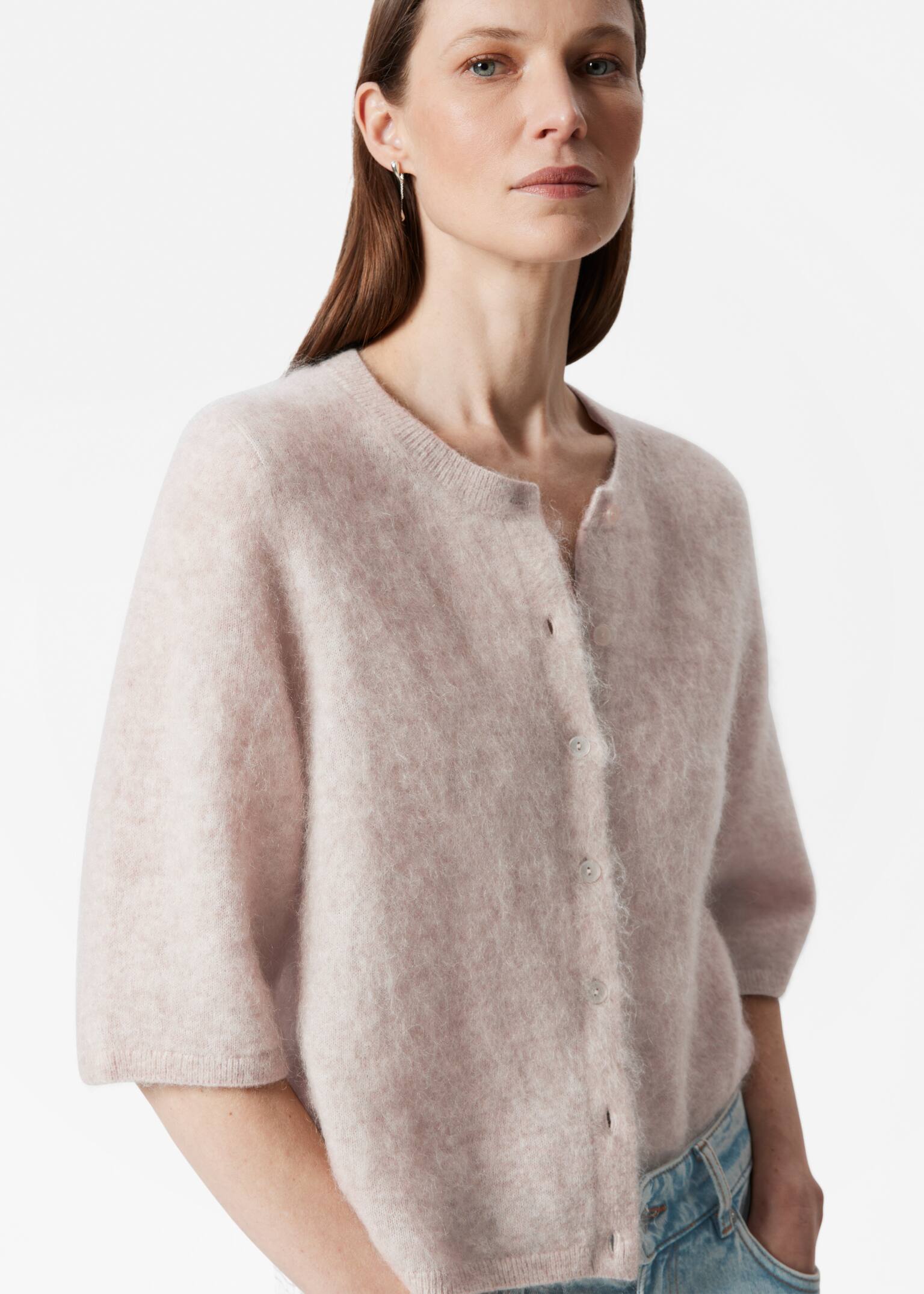 Cardigan en maille de mohair mélangé - Beige/Marron foncé/Bleu foncé/Jaune - 5