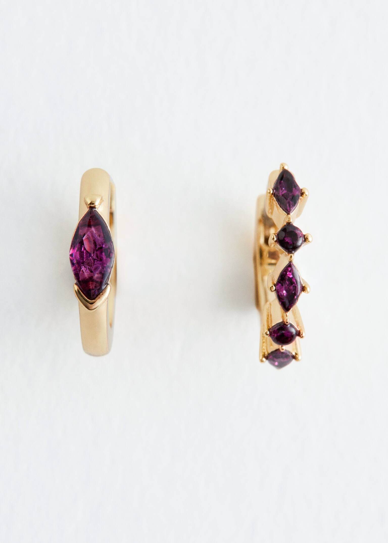 Crystal Hoop Earrings Set - Auriu/Violet/Argintiu/Verde Kaki - 3